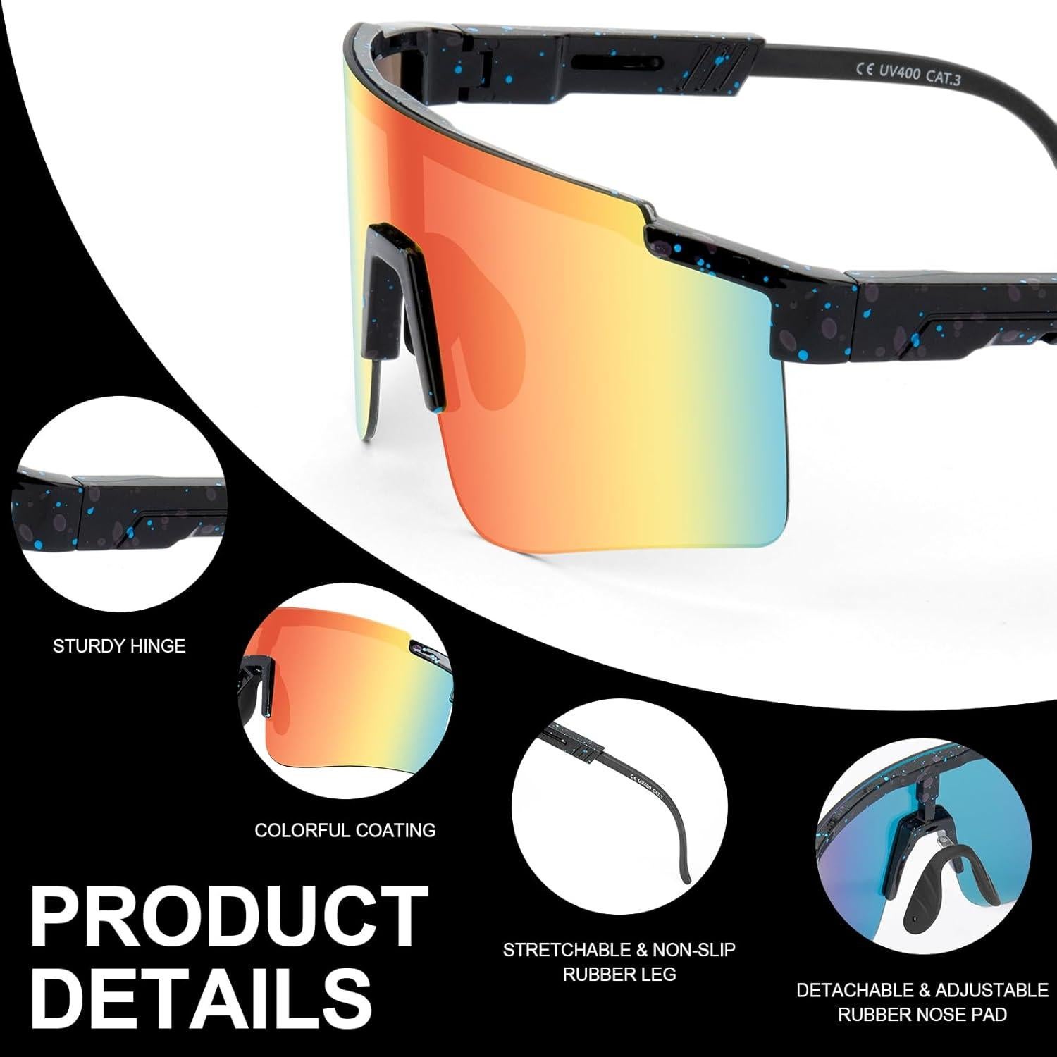 Gafas de Ciclismo Roibeao UV400 Ligeras Unisex Rojo y Negro