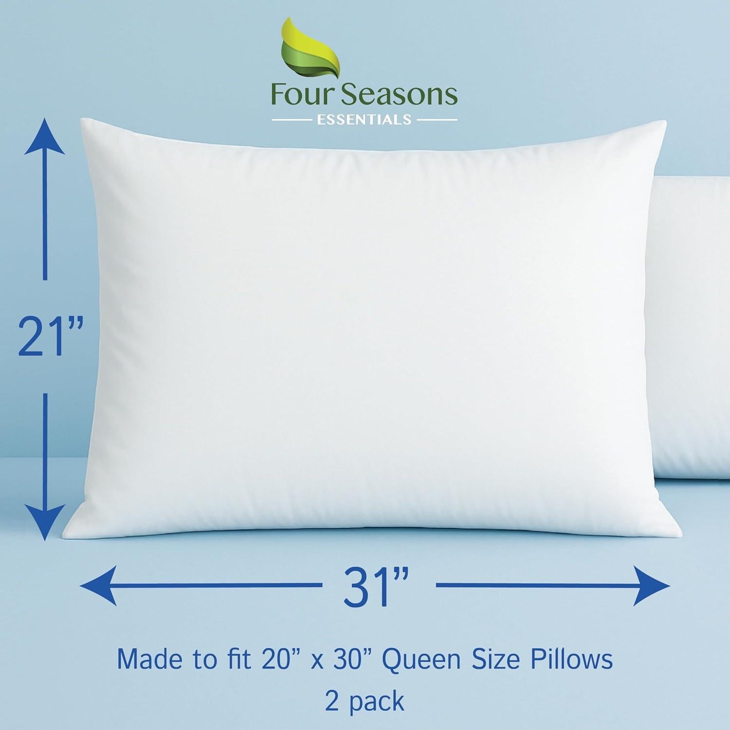 Protectores de Almohadas Queen Four Seasons Essentials - Juego de 2 Impermeables Hipoalergénicos