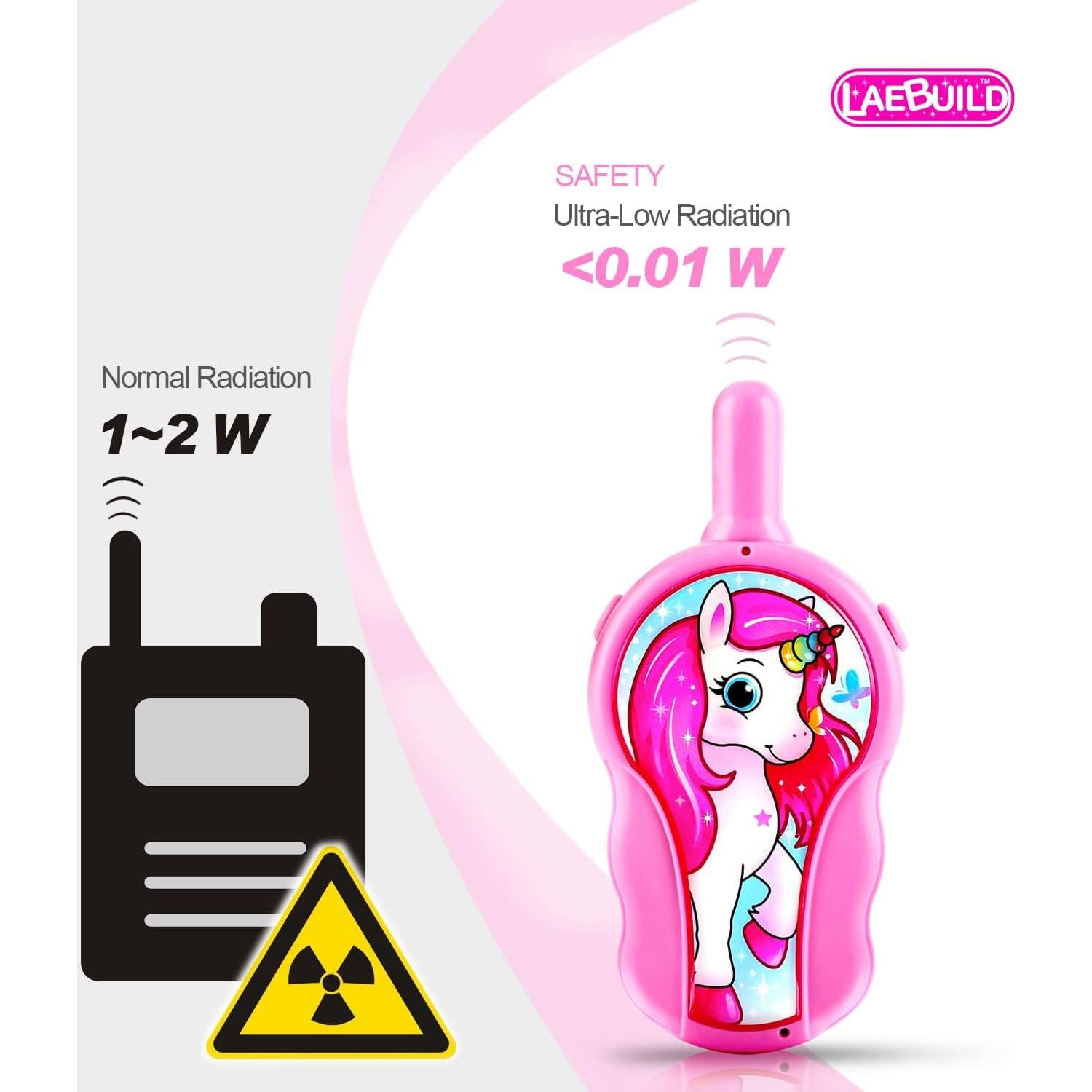 Walkie Talkies Ebuild Unicornio Rosa 2 Piezas para Niños