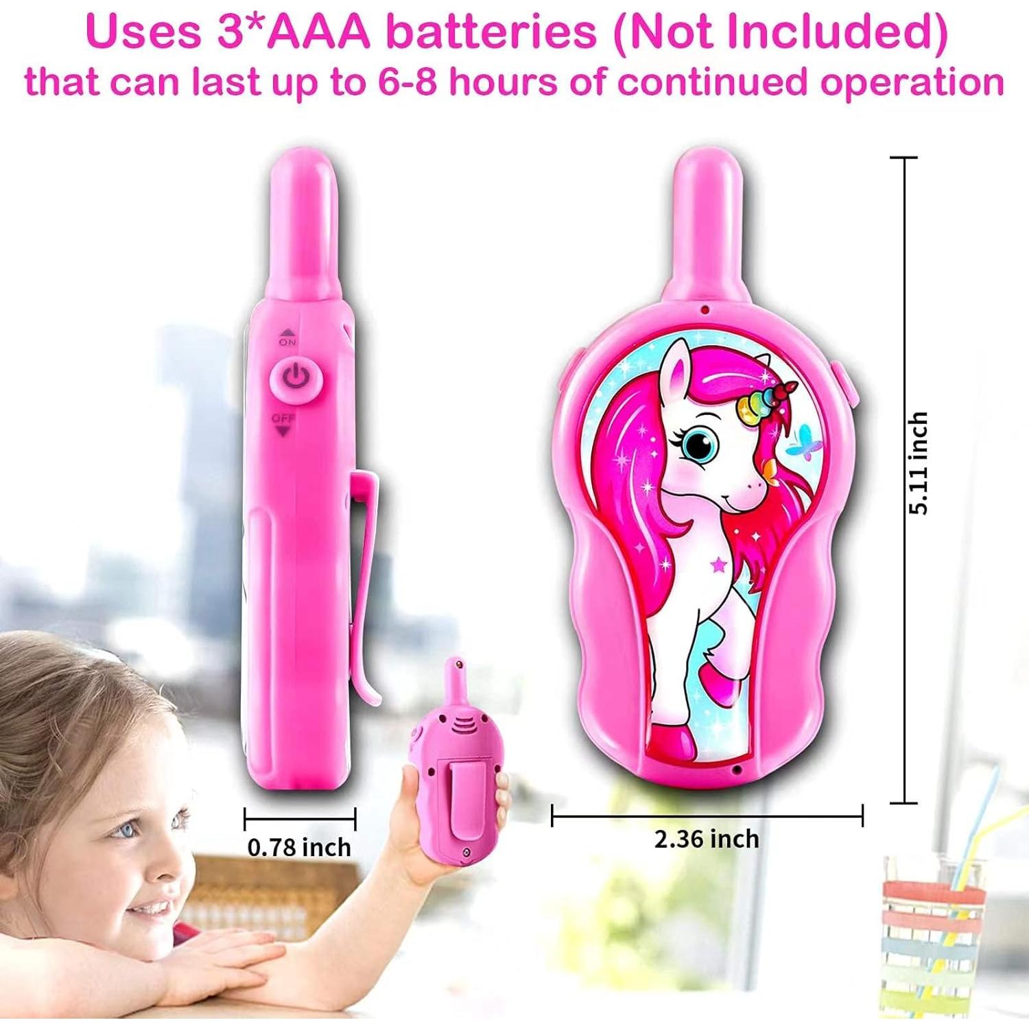 Walkie Talkies Ebuild Unicornio Rosa 2 Piezas para Niños