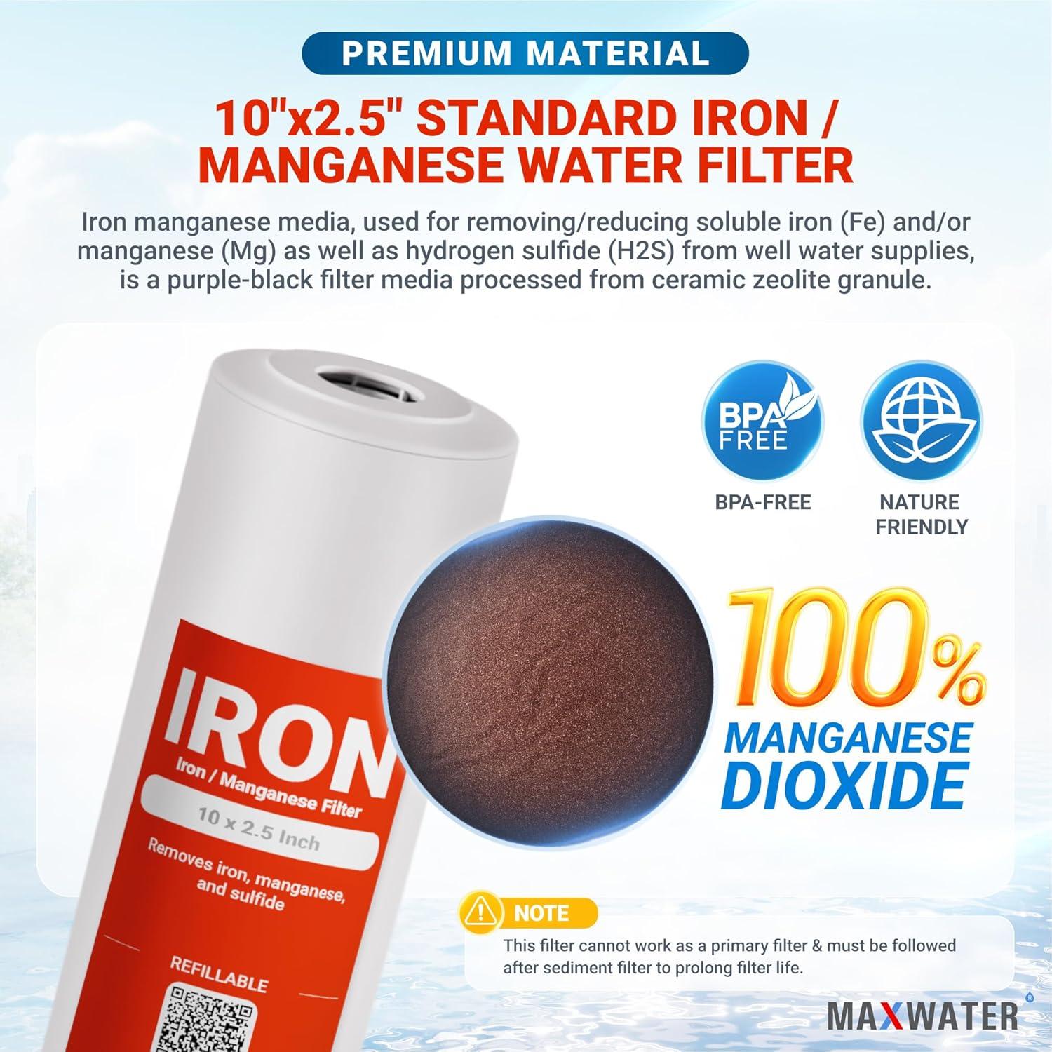 Filtro de Agua Max Water 10" 1 Etapa Hierro/Manganeso