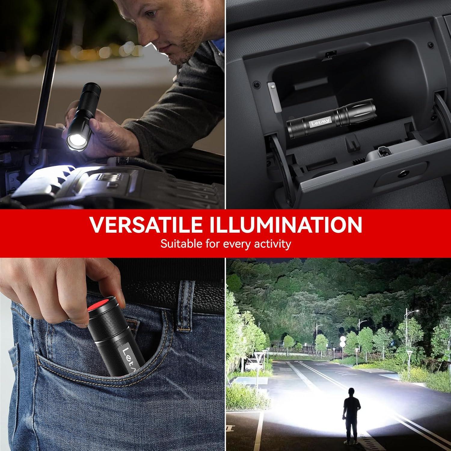 Linterna Táctica LETMY S2000-2 Paquete 2 LED Impermeables