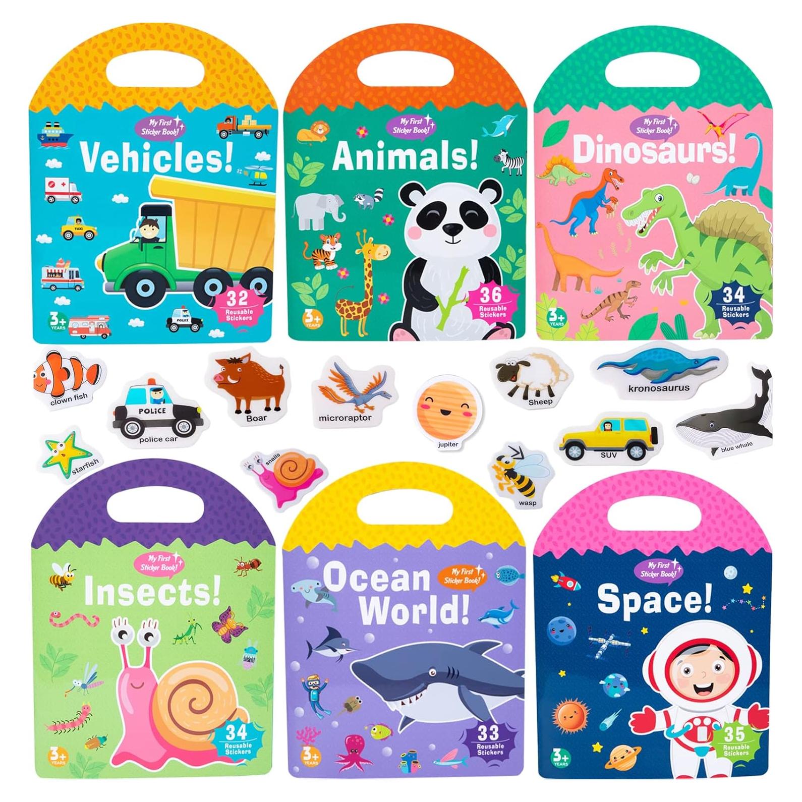 Paquete de 6 Libros de Pegatinas Reutilizables MIKNEKE