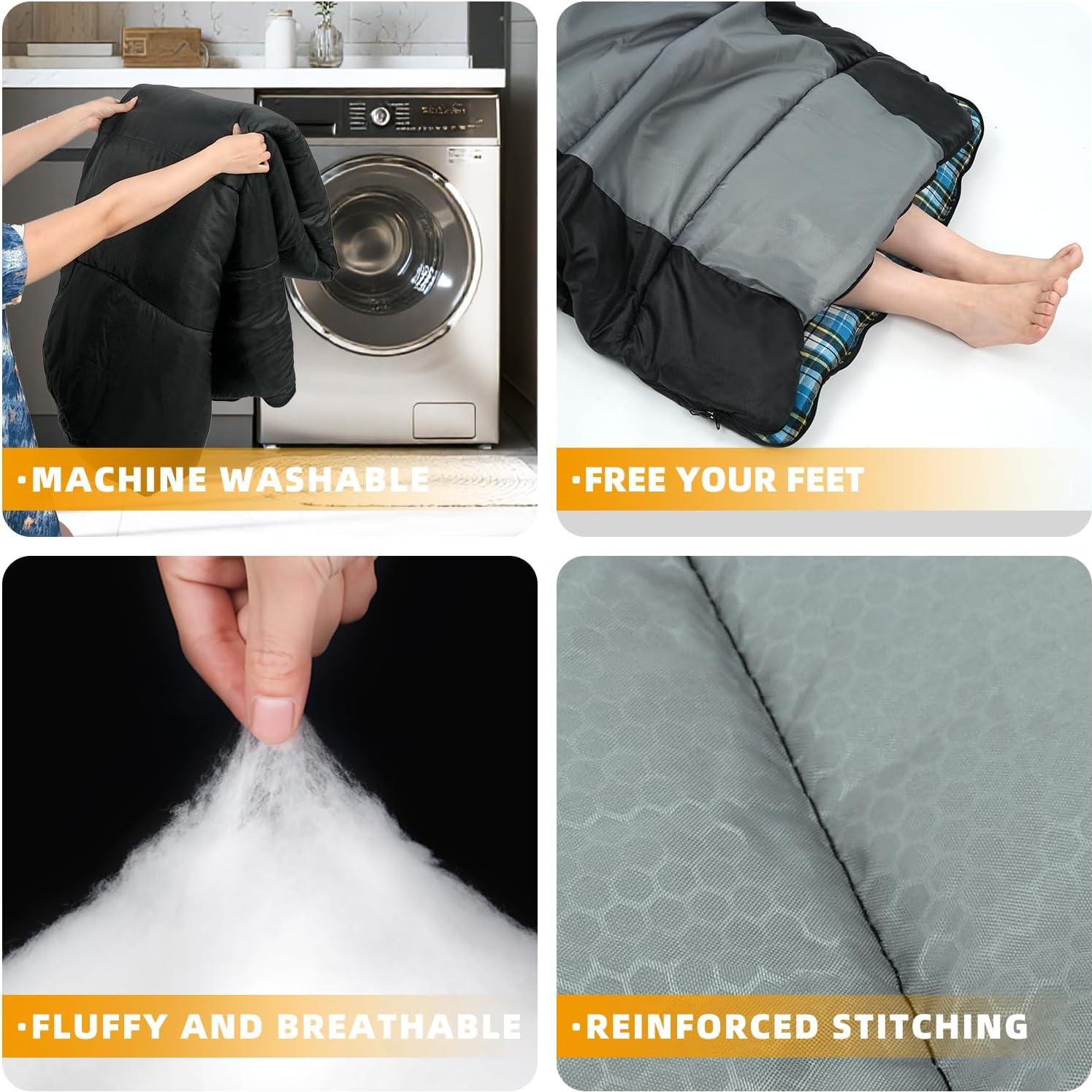 Cotton Flannel Liner Sleeping Bag for Adults Teens Kids, Cold Weather &Warm, 3 Seasons, Lightweight Compact Camping Essentials Equipment, Hiking, Outdoor, Travel