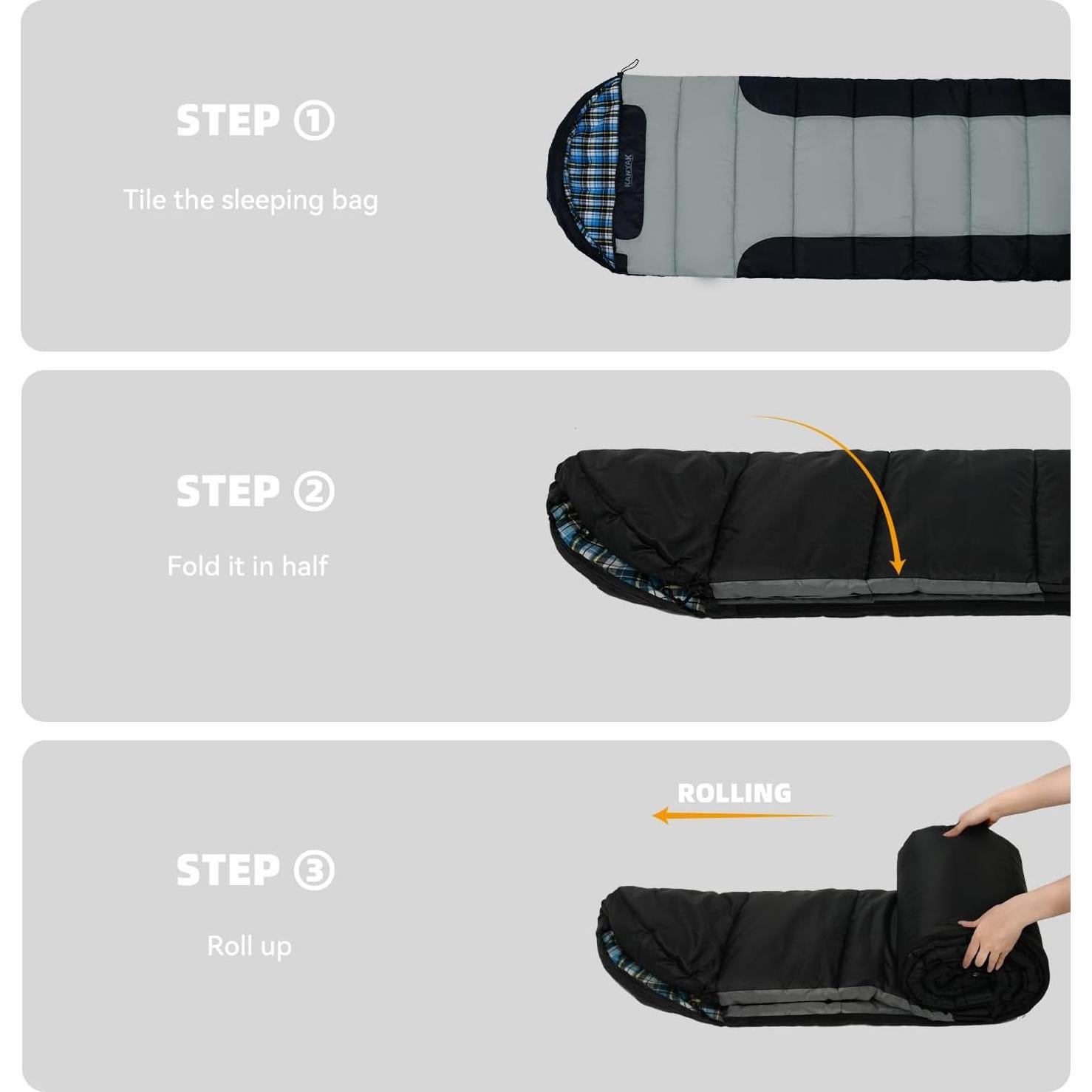 Cotton Flannel Liner Sleeping Bag for Adults Teens Kids, Cold Weather &Warm, 3 Seasons, Lightweight Compact Camping Essentials Equipment, Hiking, Outdoor, Travel