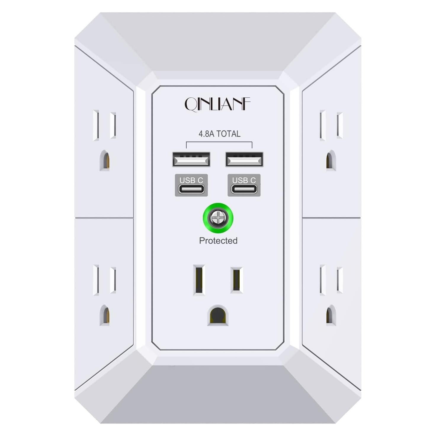 Cargador de pared USB QINLIANF 5 salidas 4.8A blanco