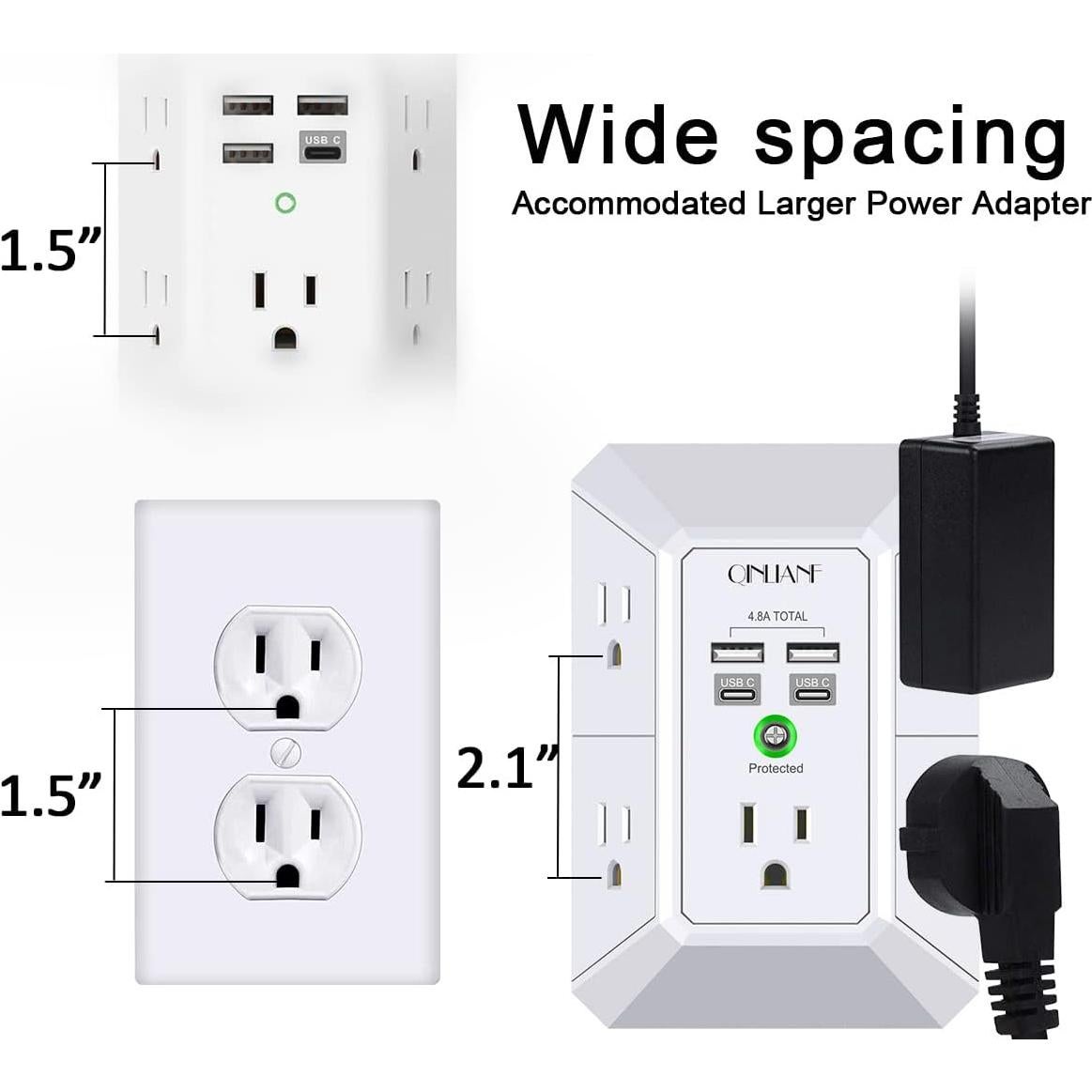 Cargador de pared USB QINLIANF 5 salidas 4.8A blanco