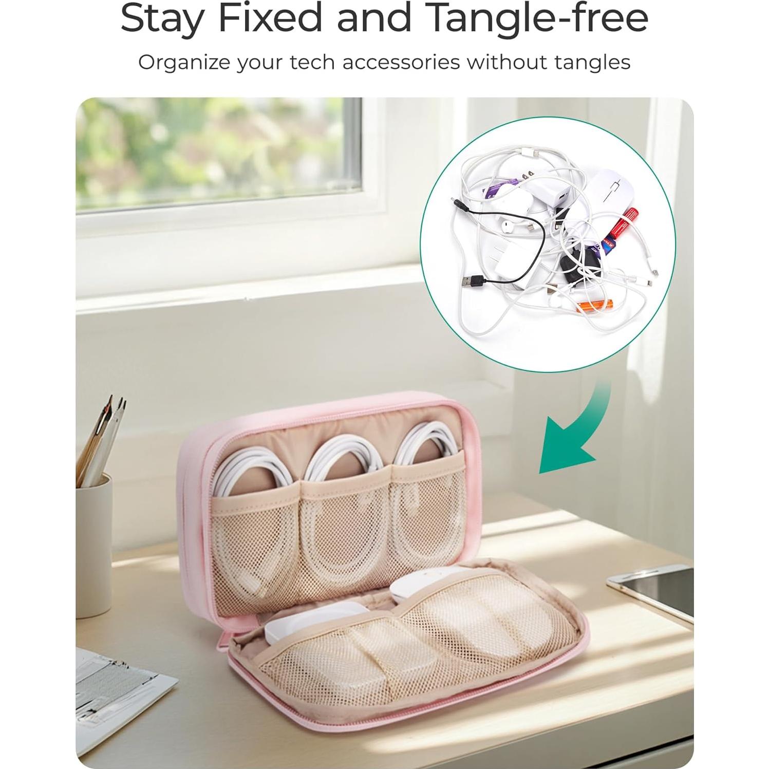 BAGSMART Organizador Electrónico Rosa para Viajes y Cables