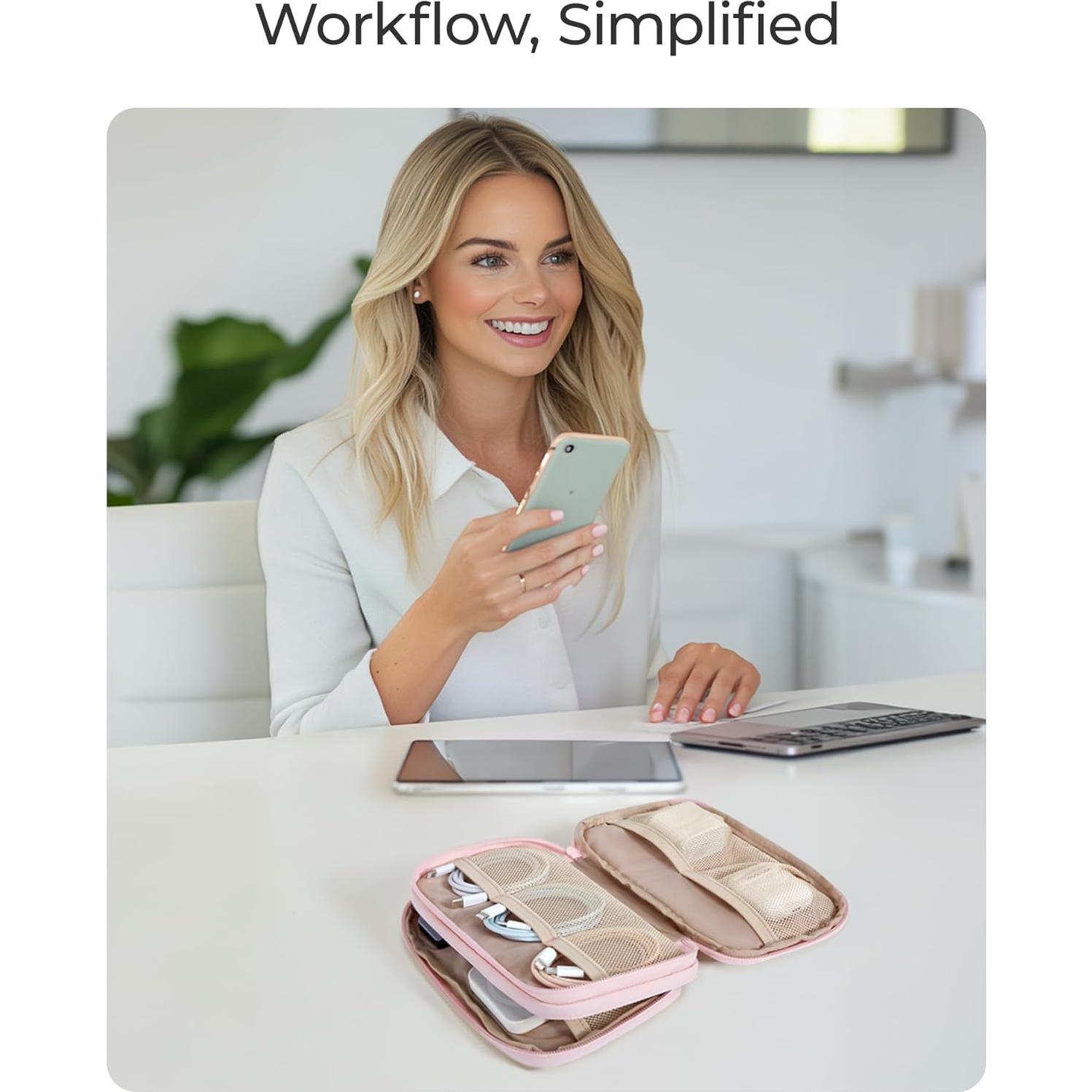 BAGSMART Organizador Electrónico Rosa para Viajes y Cables