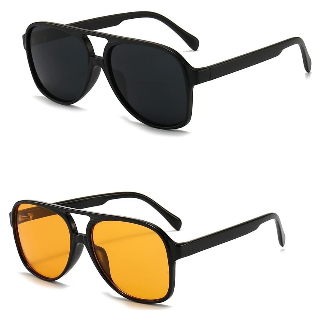 Gafas de sol aviador UV400 vintage unisex amarillas