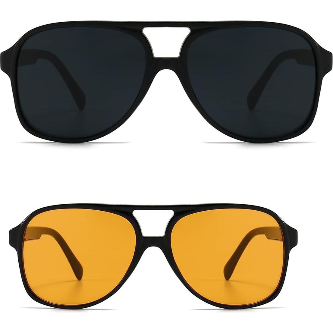 Gafas de sol aviador UV400 vintage unisex amarillas