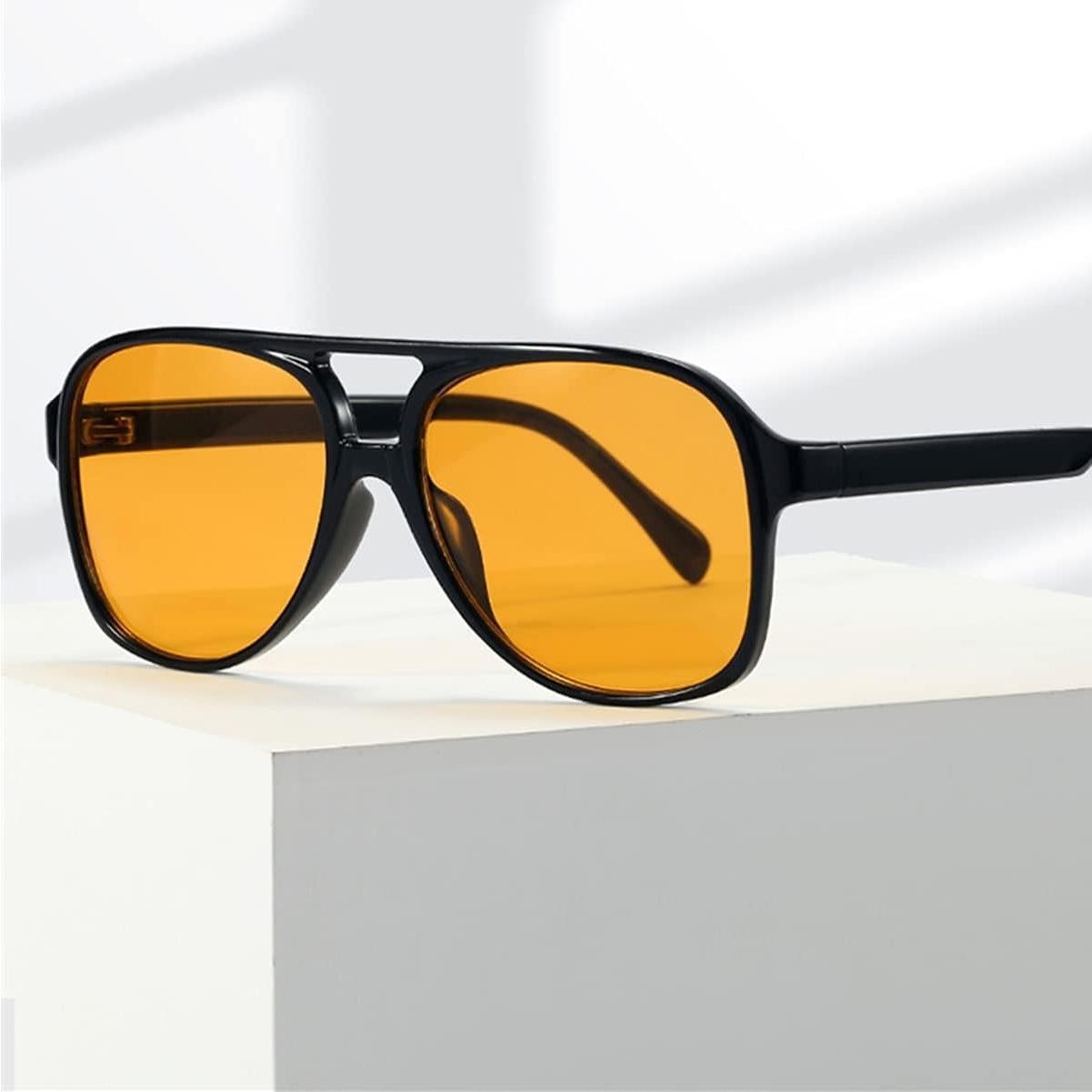 Gafas de sol aviador UV400 vintage amarillas unisex