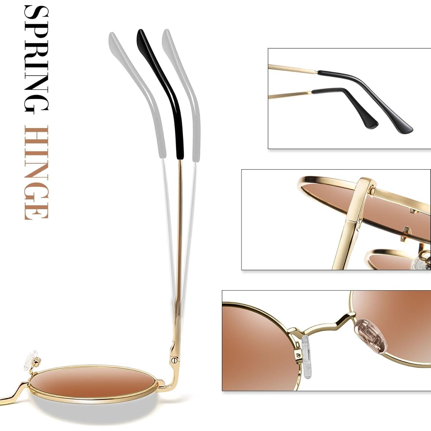 Gafas de sol redondas Joopin UV400 unisex doradas