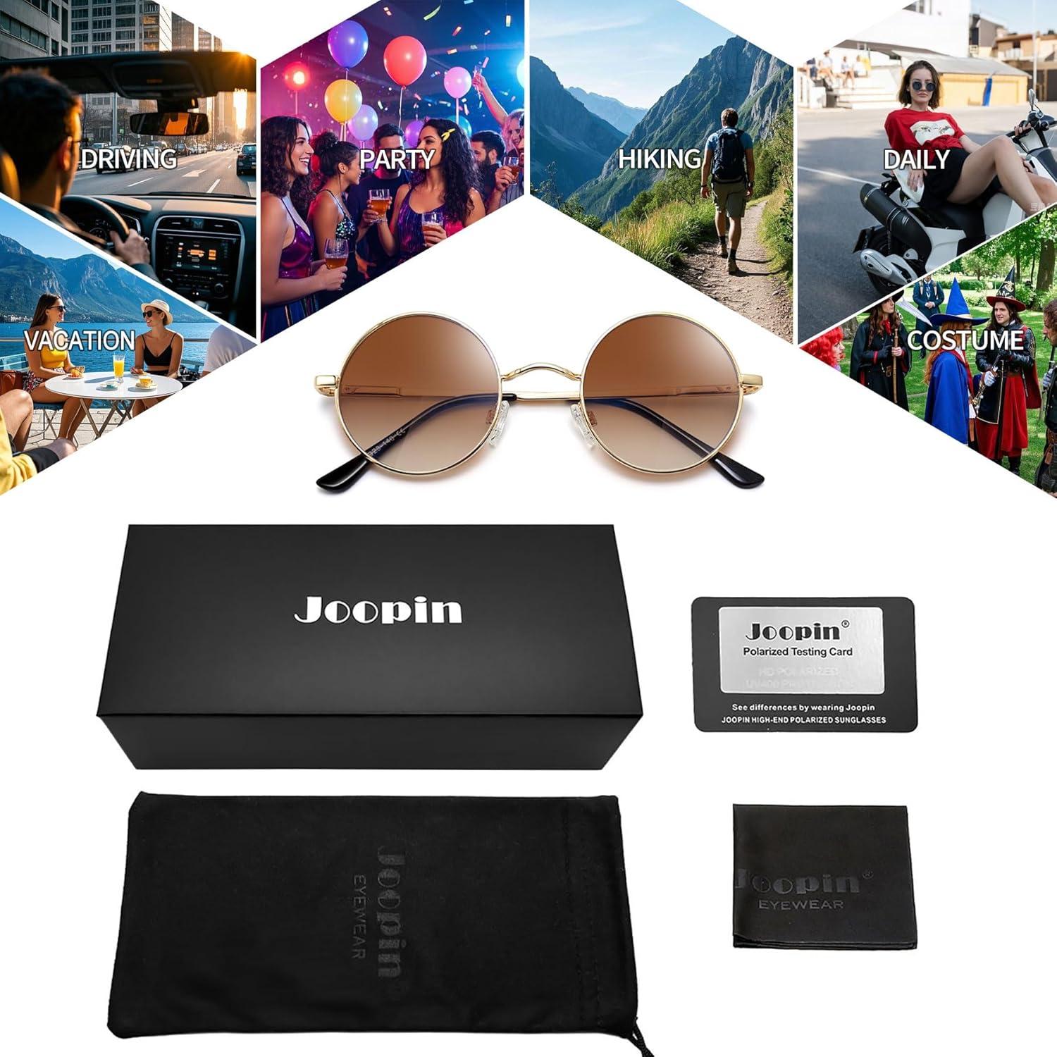 Gafas de sol redondas Joopin UV400 unisex doradas