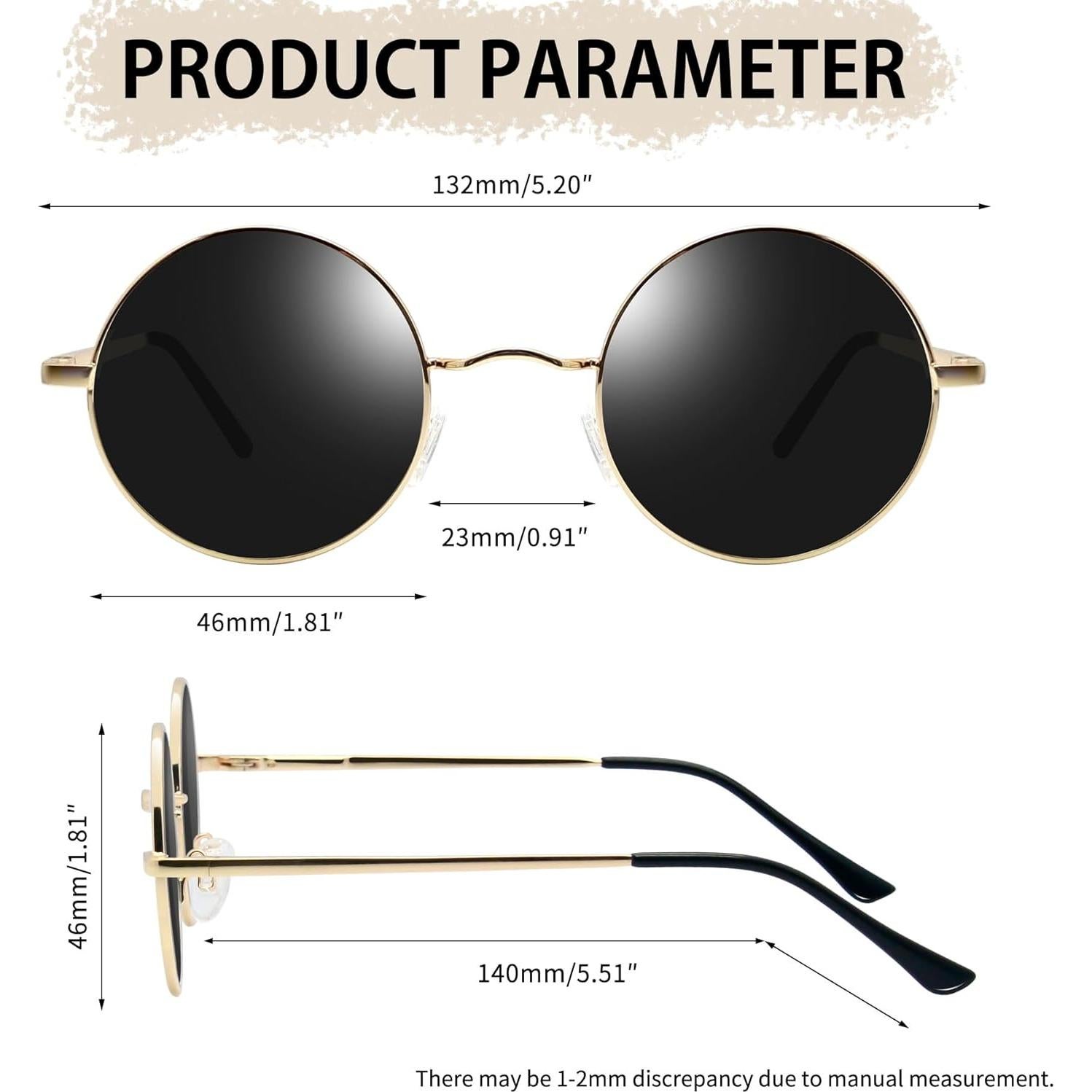 Gafas de sol redondas Joopin UV400 polarizadas doradas