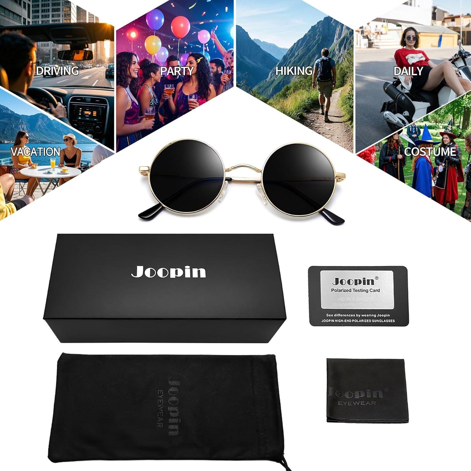 Gafas de sol redondas Joopin UV400 polarizadas doradas