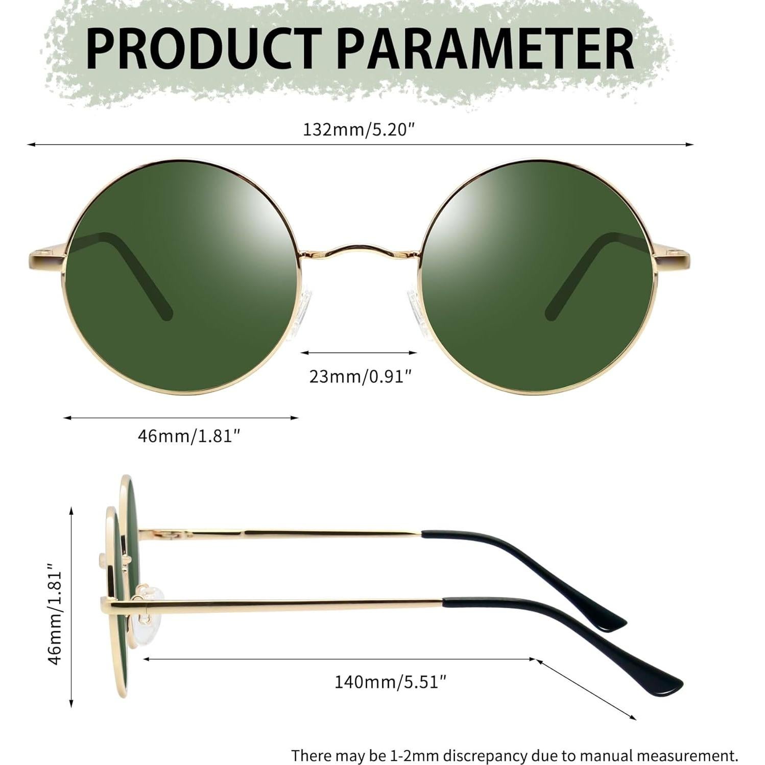Gafas de sol redondas Joopin doradas UV400 polarizadas
