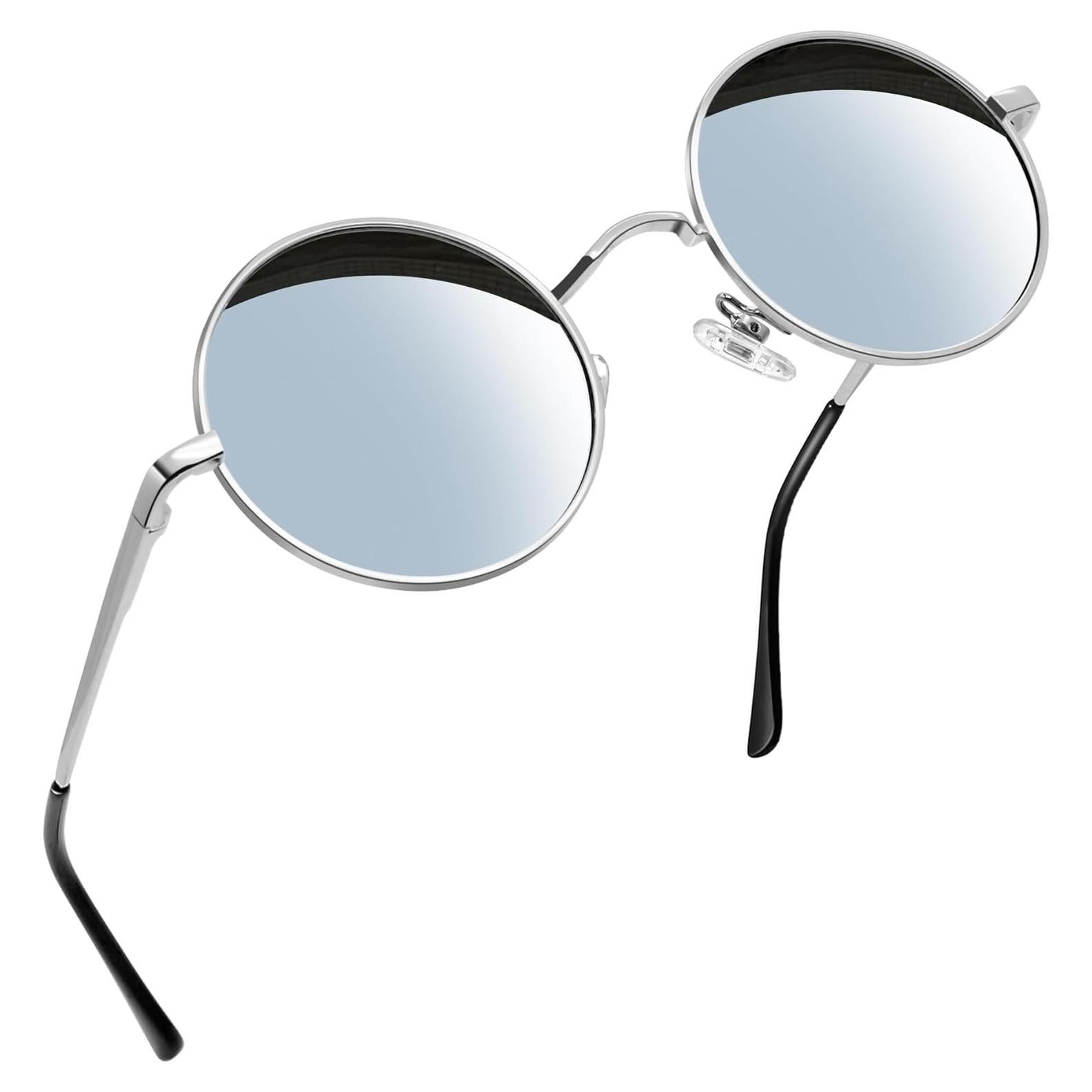 Gafas de sol redondas Joopin plateadas polarizadas UV400