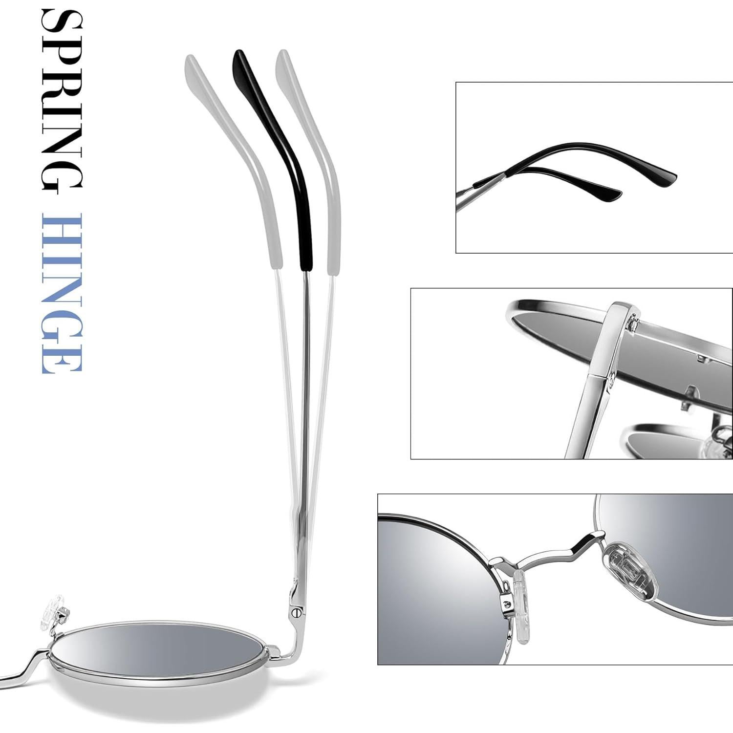 Gafas de sol redondas Joopin plateadas polarizadas UV400