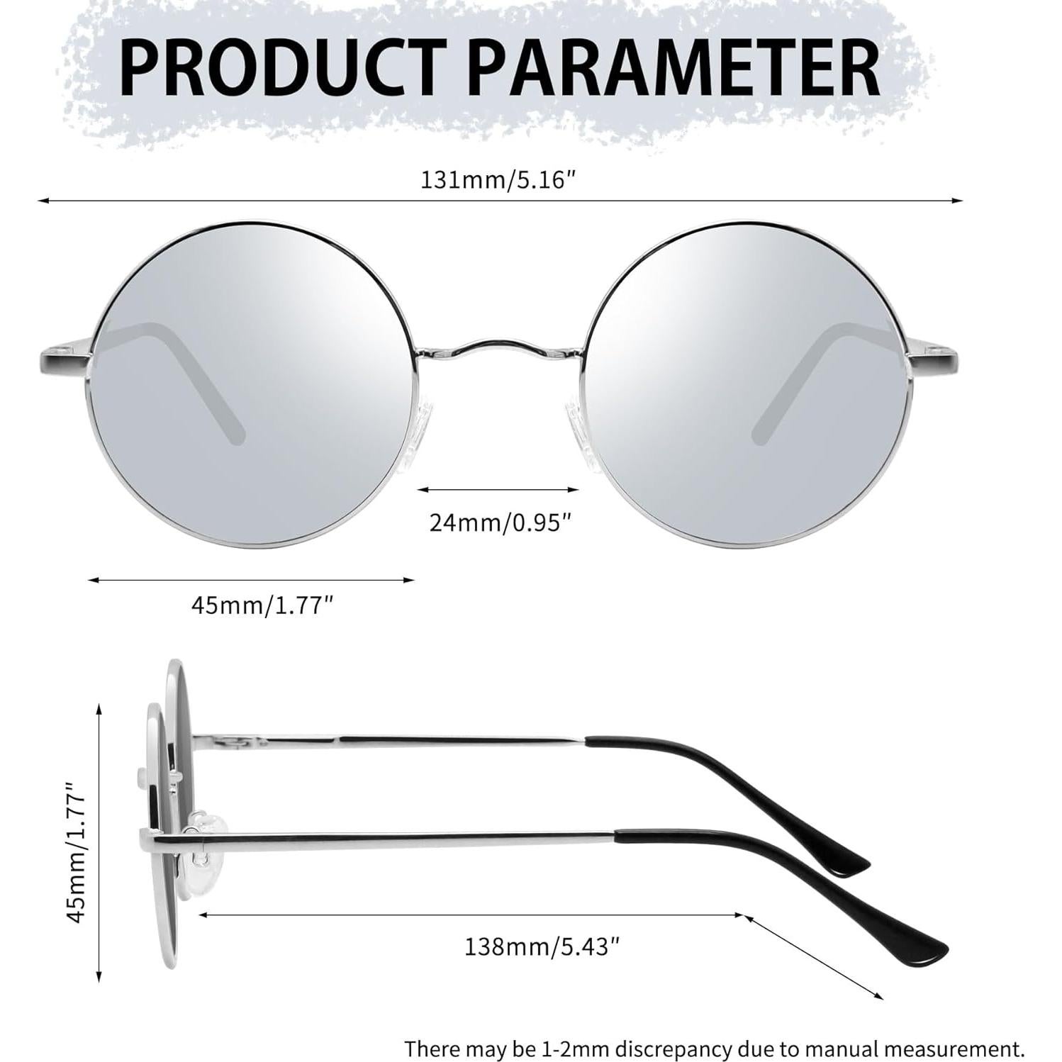 Gafas de sol redondas Joopin plateadas polarizadas UV400