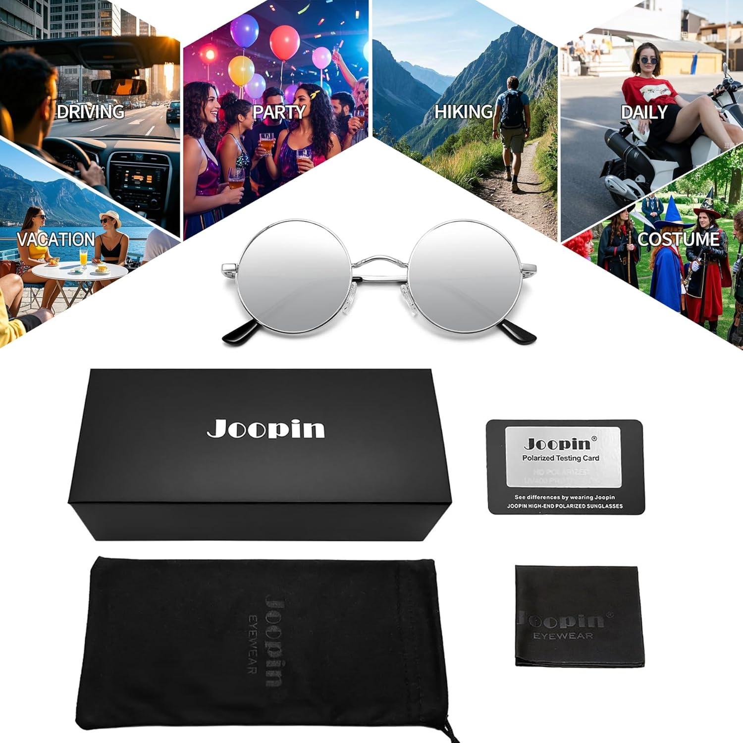 Gafas de sol redondas Joopin plateadas polarizadas UV400