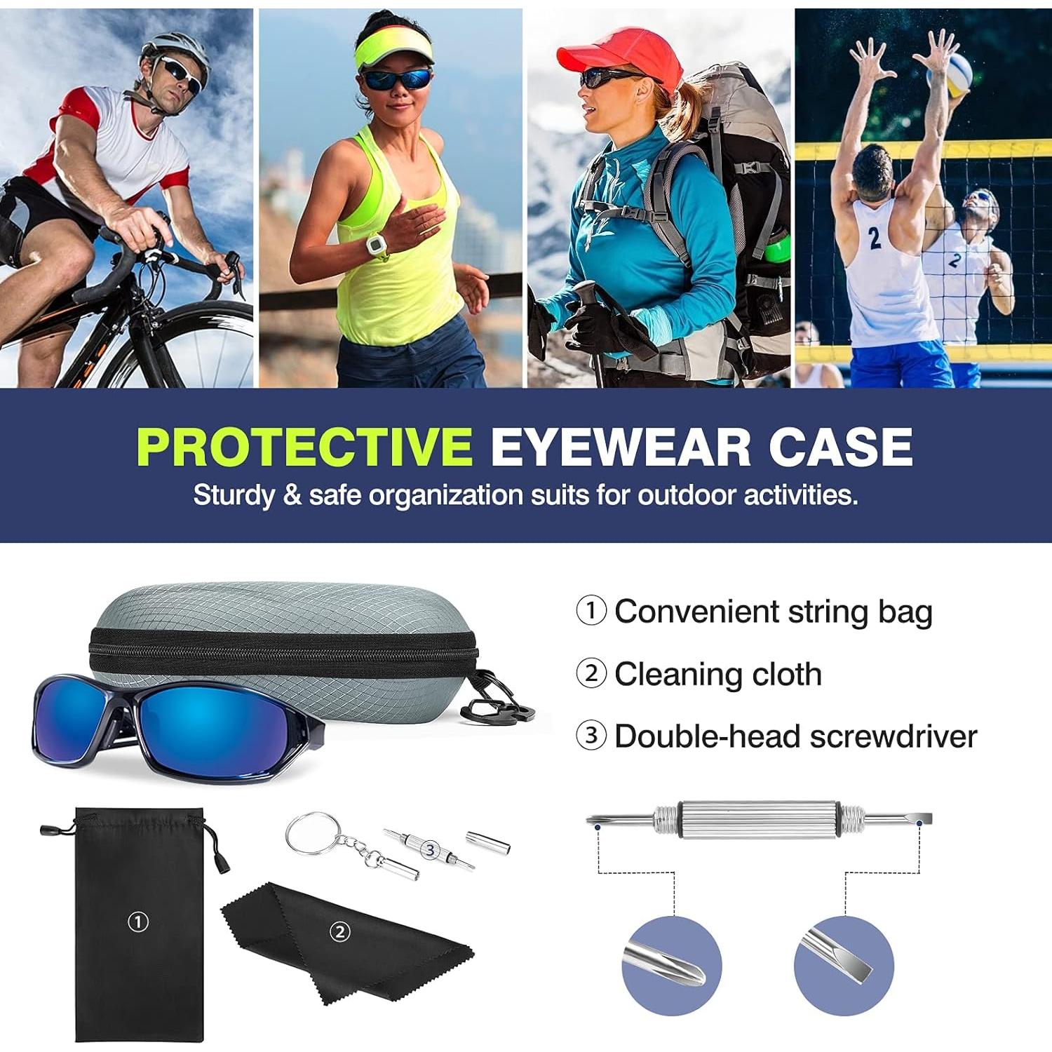 Funda de Gafas Semi Dura MoKo con Gancho Metálico Gris