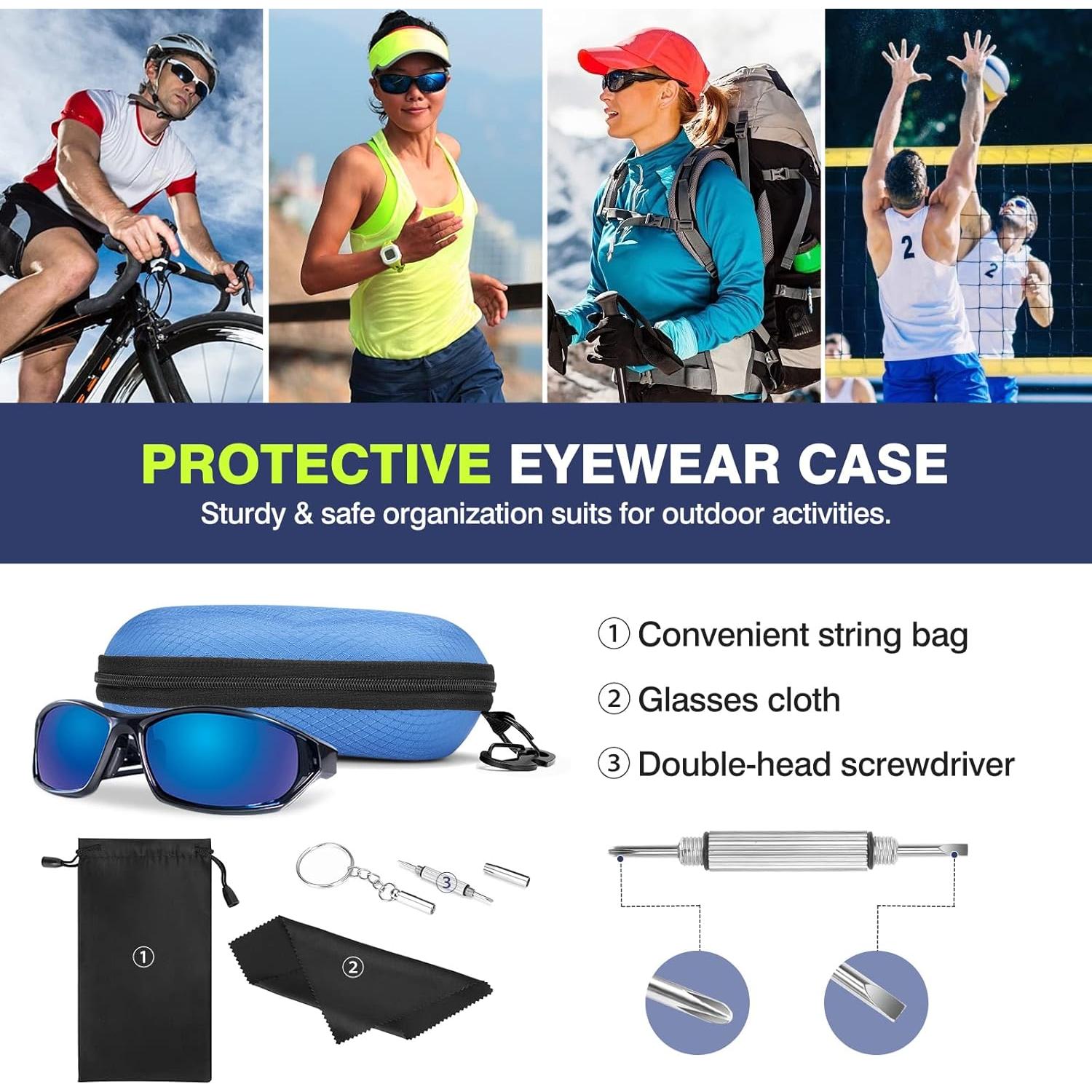 Funda de Gafas Semi Dura MoKo Azul con Gancho y Destornillador