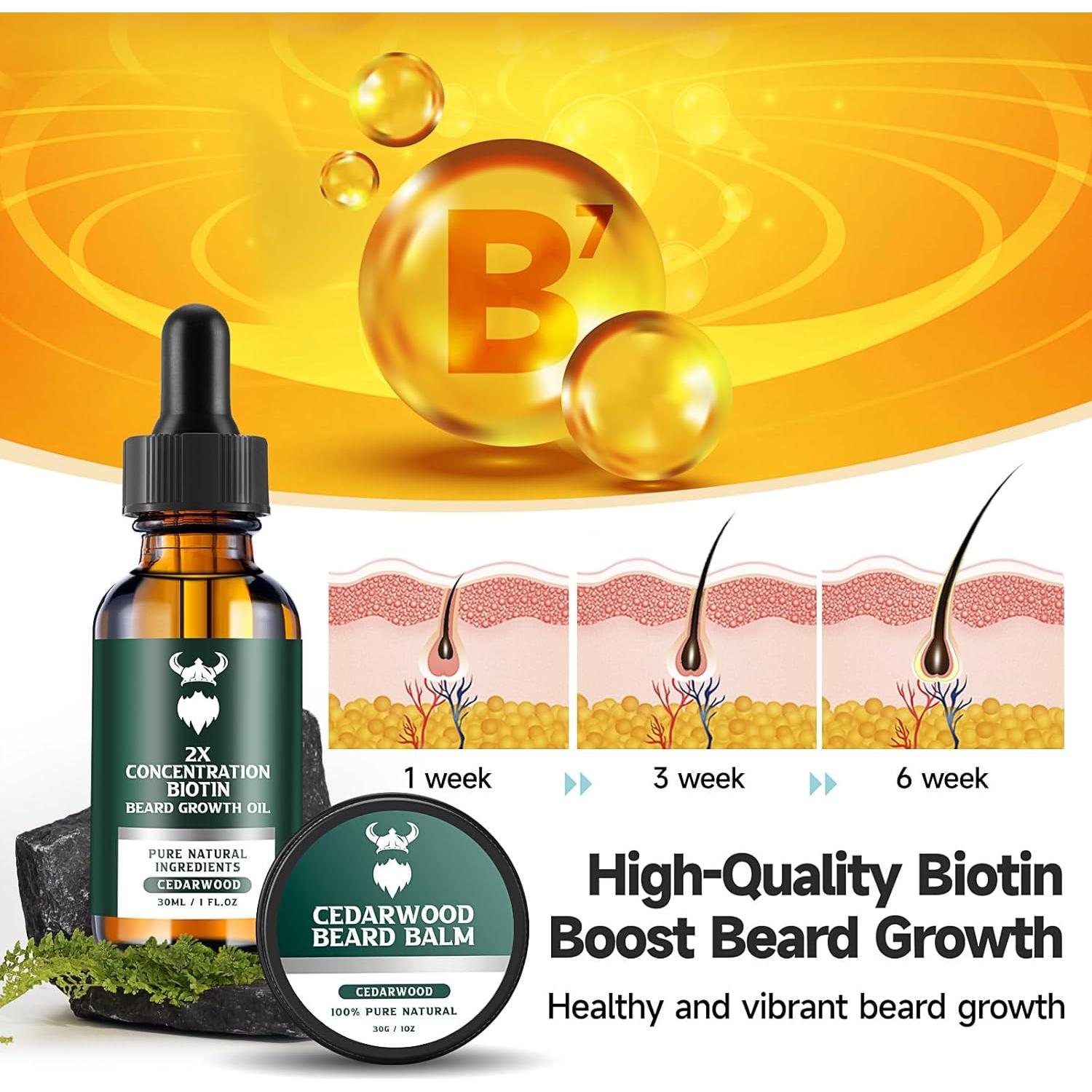 Kit de Crecimiento de Barba MistySprite 2X Biotina Aceites Naturales