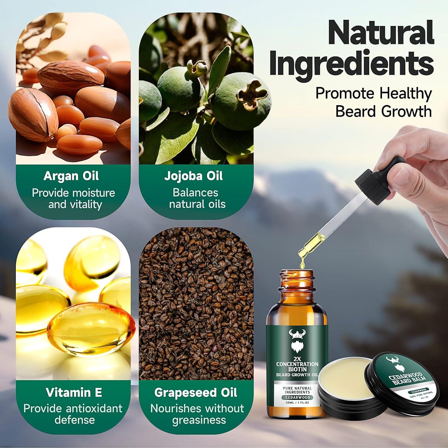 Kit de Crecimiento de Barba MistySprite 2X Biotina Aceites Naturales