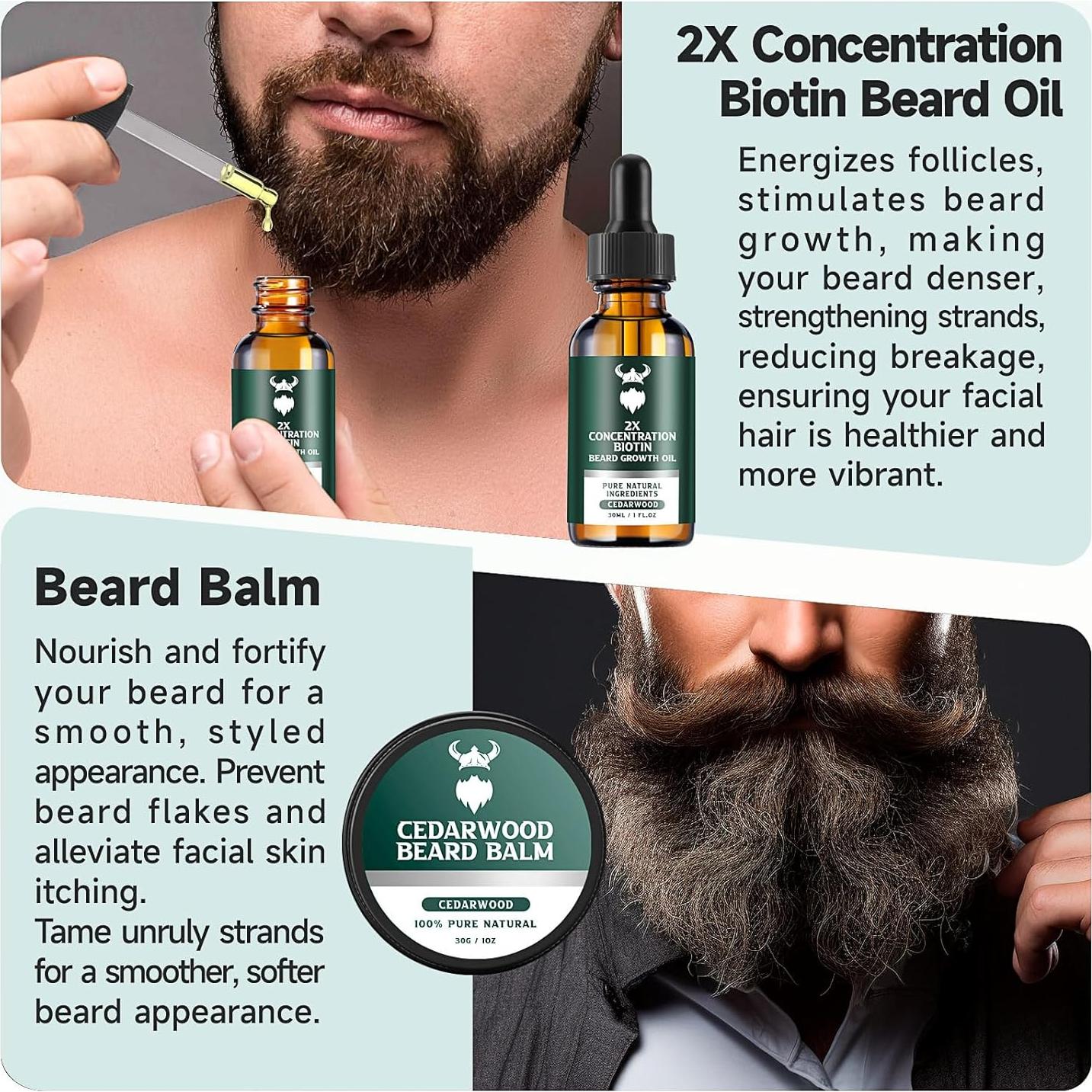 Kit de Crecimiento de Barba MistySprite 2X Biotina Aceites Naturales