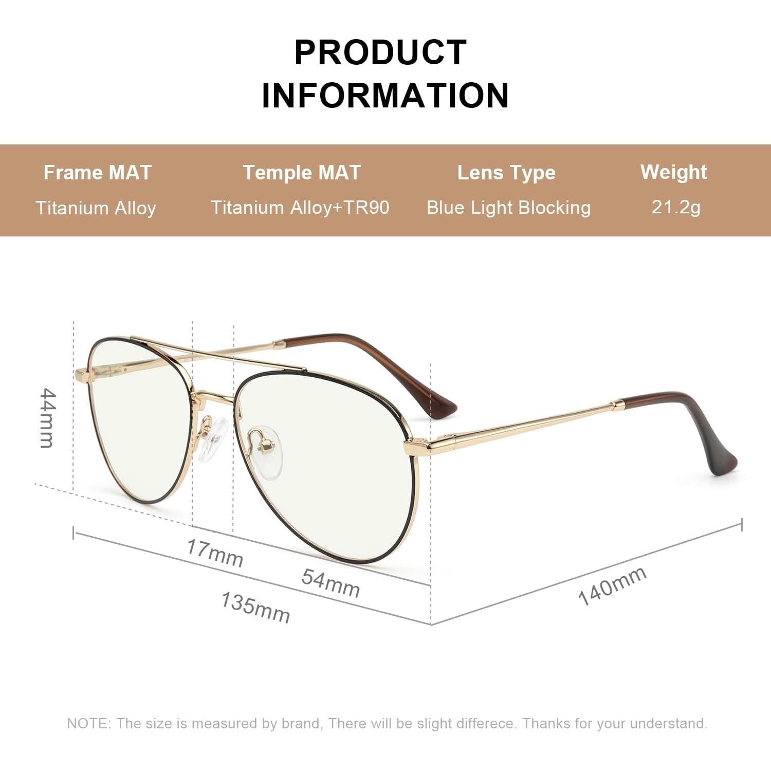 Gafas de lectura aviador RB6456 con filtro luz azul 54mm