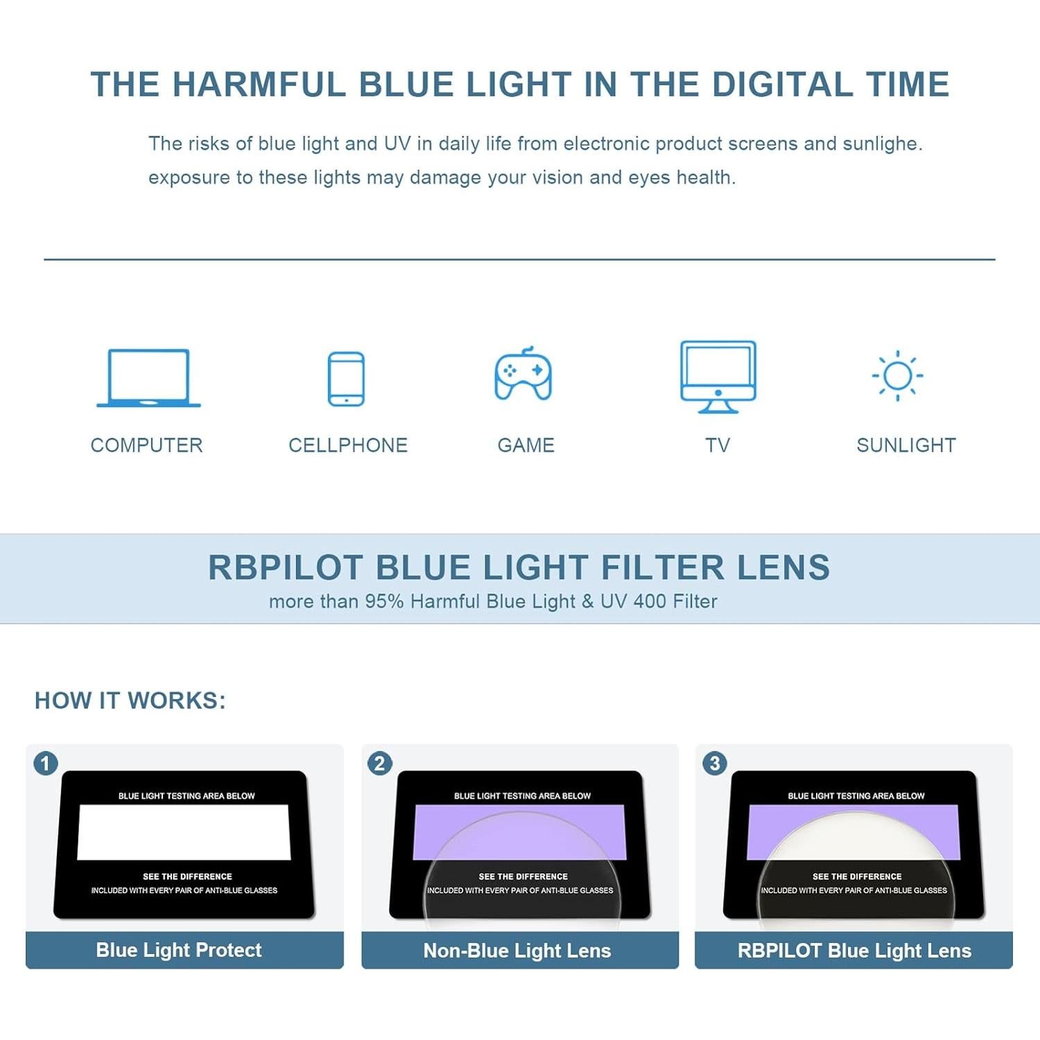 Gafas de lectura aviador RB6456 con filtro luz azul 2.0x