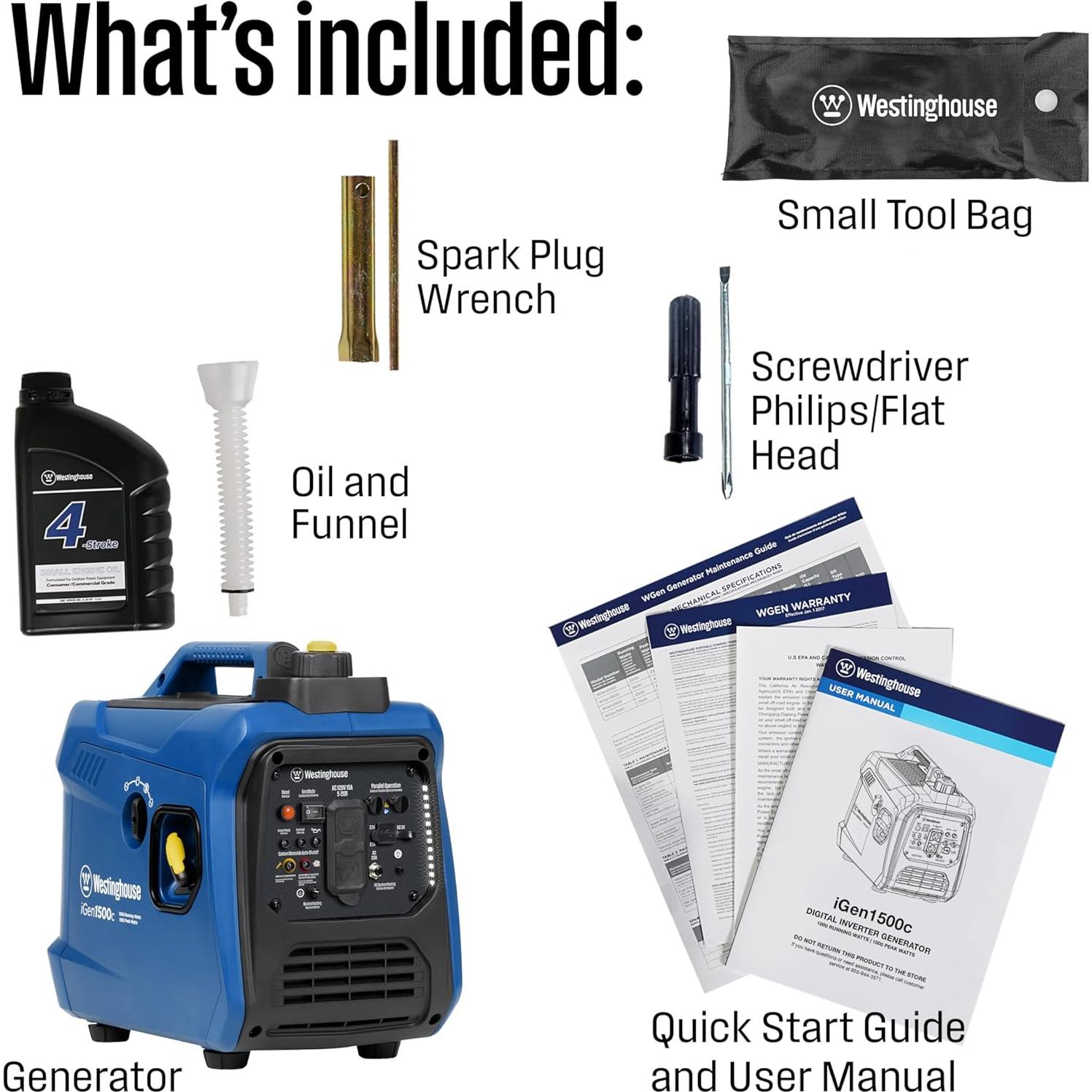 Generador Inversor Westinghouse iGen1500c 1500W Gas Silencioso