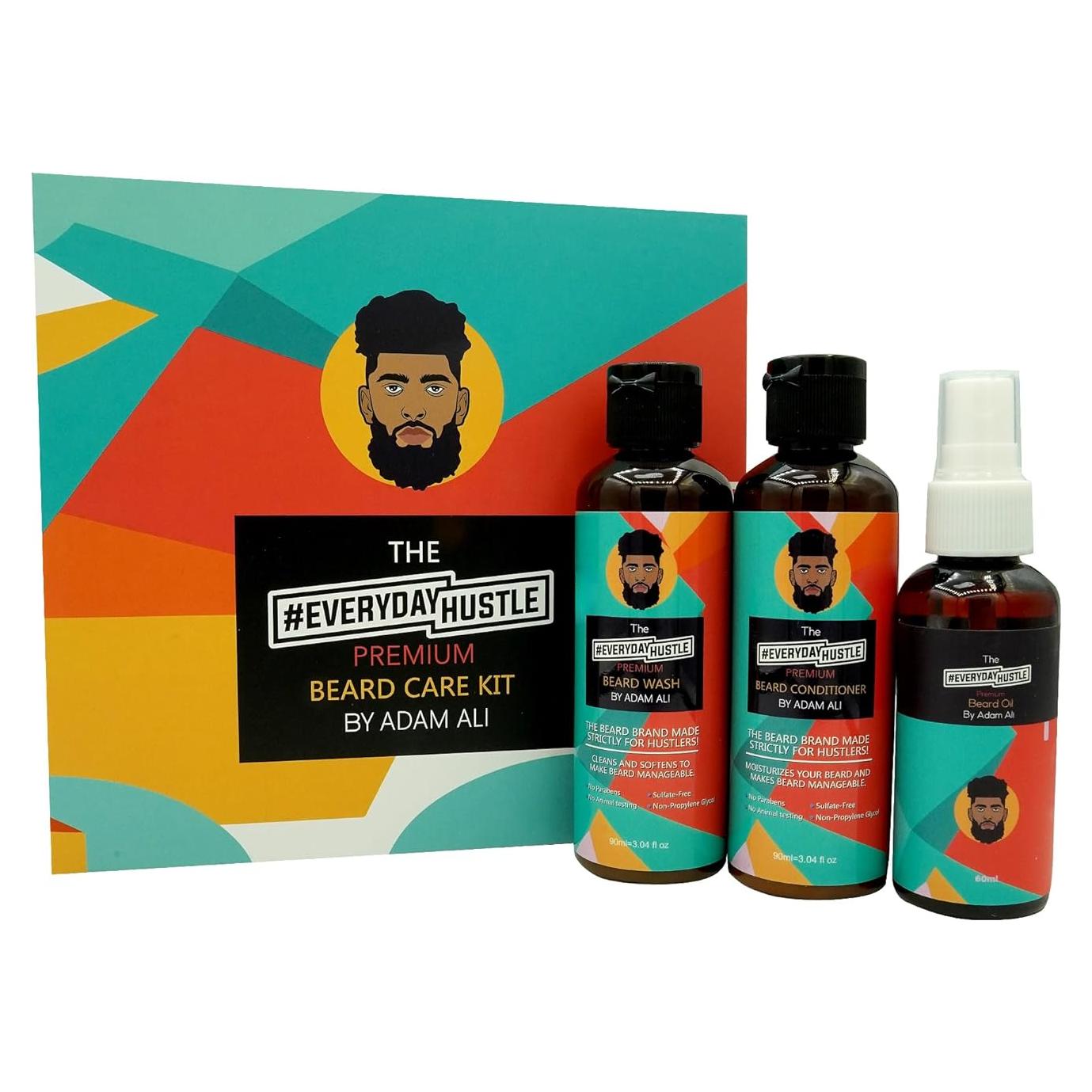 Kit de Cuidado de Barba EverydayHustle 3 en 1 - Champú, Acondicionador y Aceite