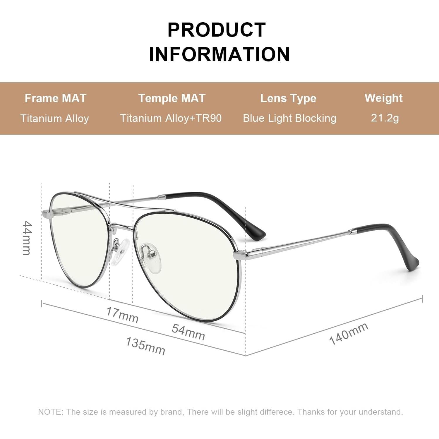 Gafas de lectura aviador RB6456 con filtro luz azul 54mm