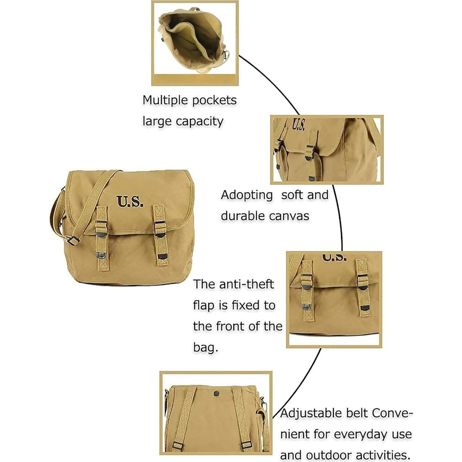 Bolsa Mensajera Militar SMONT M1936 Lona Vintage 30x30x10 cm