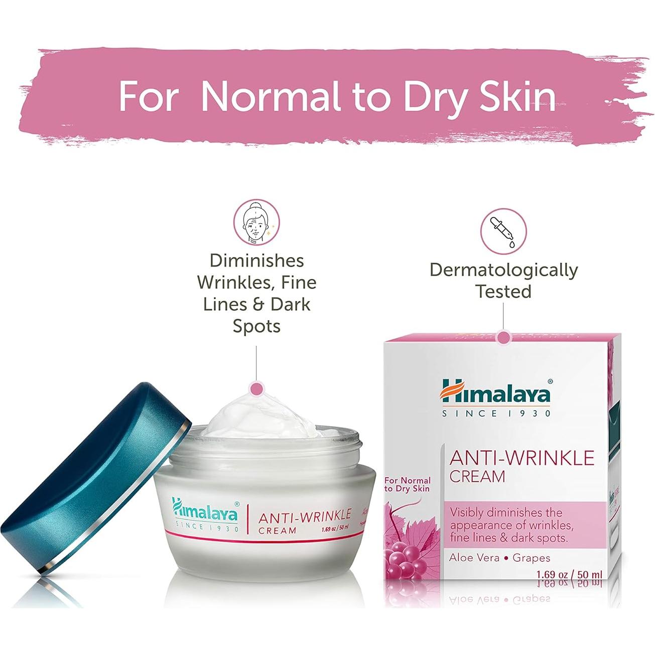 Crema Antiarrugas Himalaya 47.86 g con Aloe Vera y Uvas