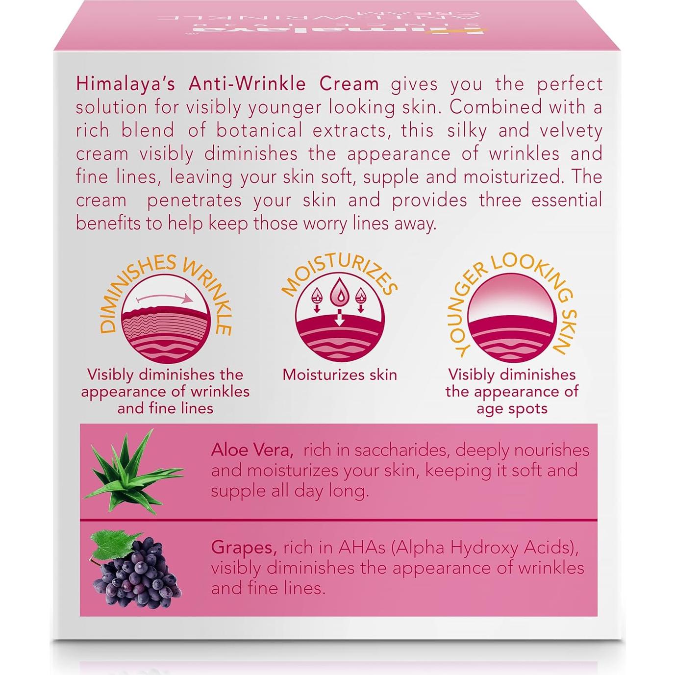 Crema Antiarrugas Himalaya 47.86 g con Aloe Vera y Uvas