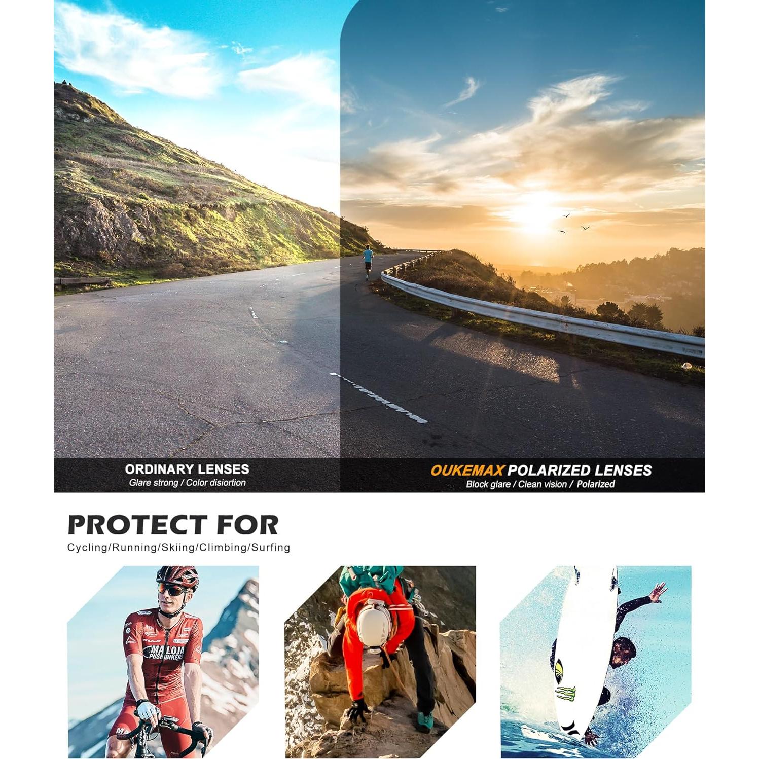 Gafas de sol polarizadas OUKEMAX para correr y ciclismo