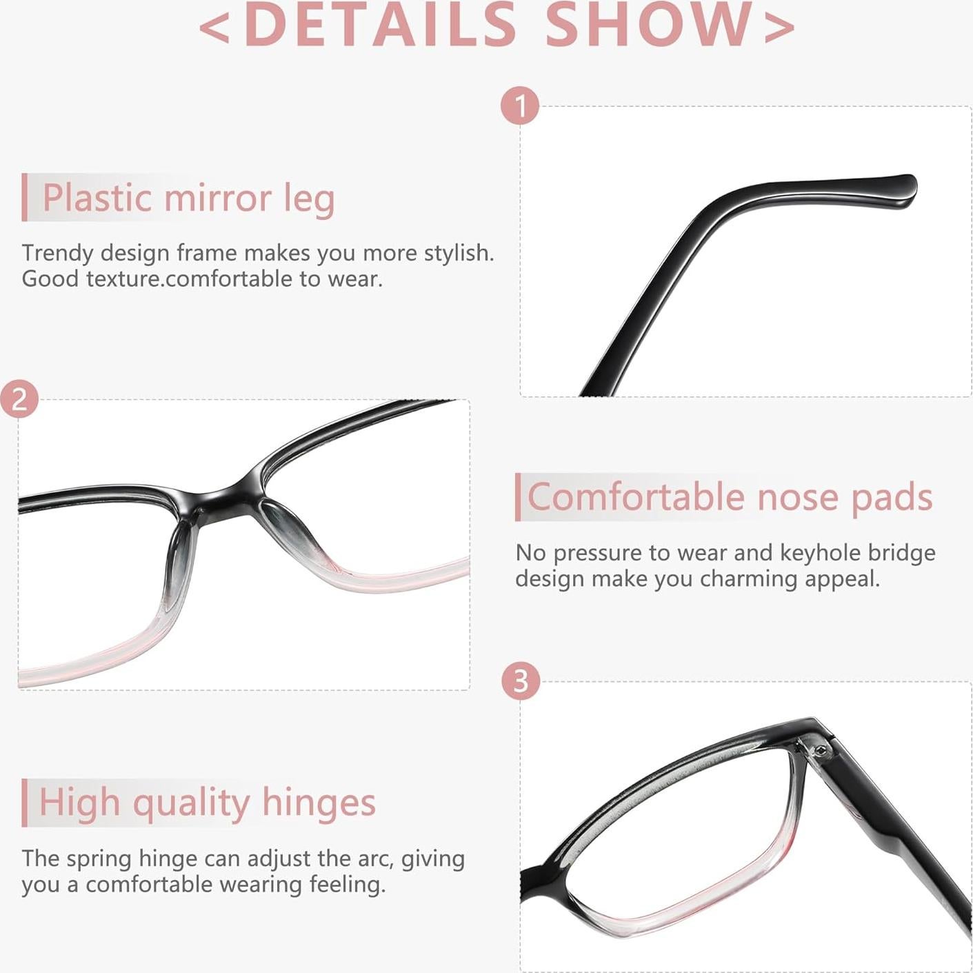 Gafas de Lectura Przene 4 Paquetes Anti Luz Azul 3.5x