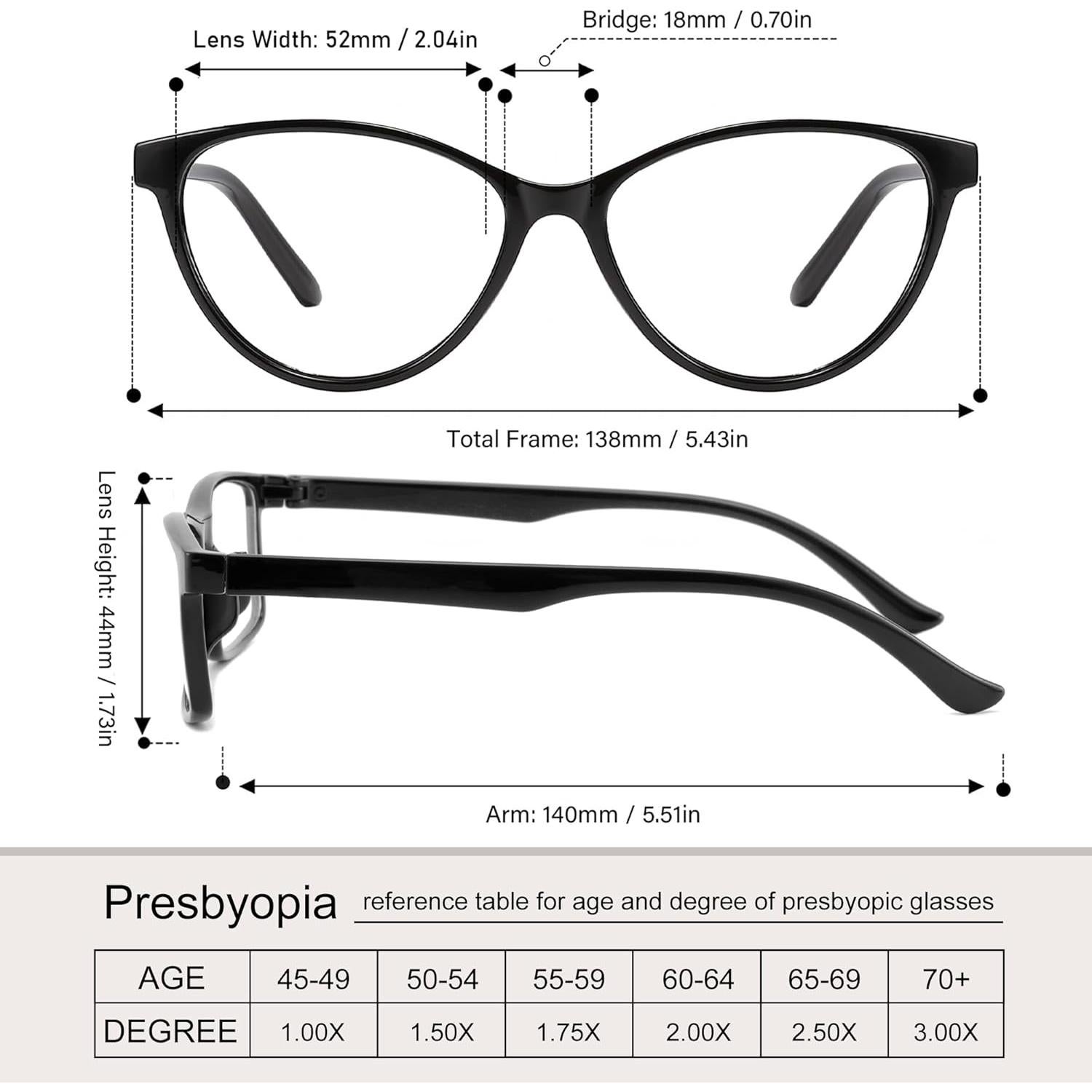 Gafas de Lectura Przene 4 Paquetes Anti Luz Azul 2.0x