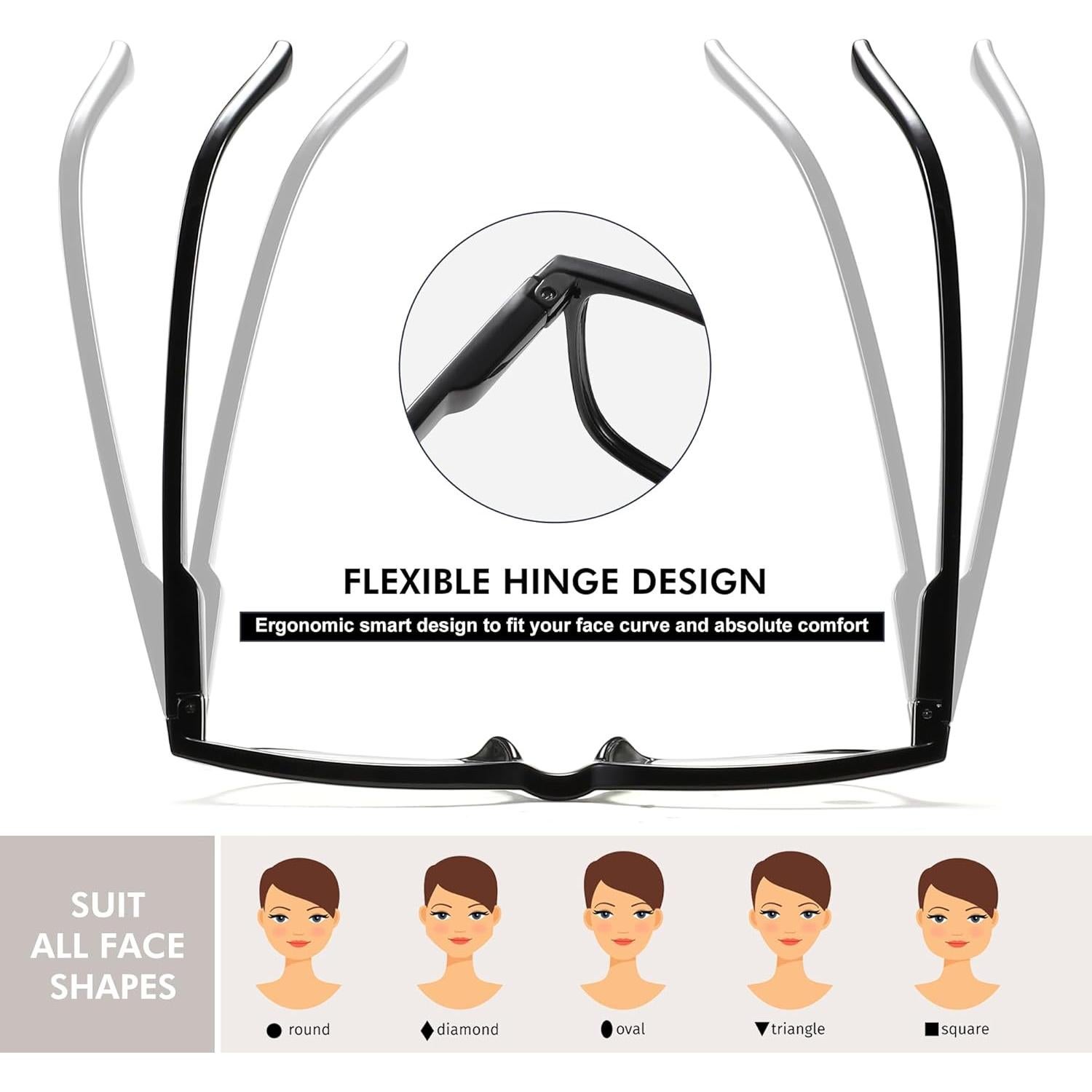 Gafas de Lectura Przene 4 Paquetes Anti Luz Azul 2.5x