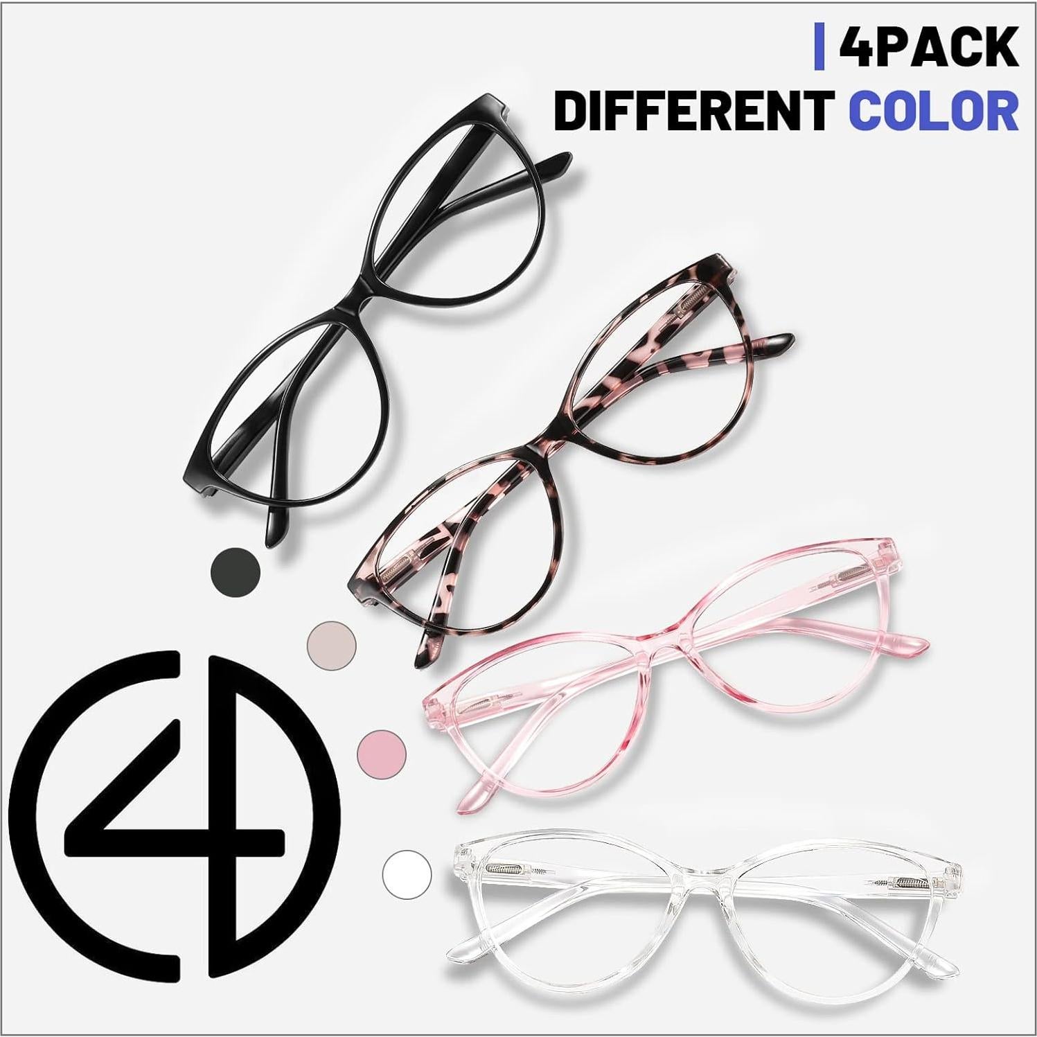 Gafas de Lectura Przene 4 Paquetes Anti Luz Azul 2.75x