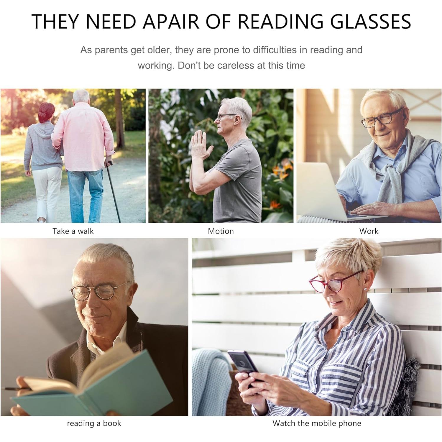 Gafas de Lectura Przene 4 Paquetes Anti Luz Azul 2.0x