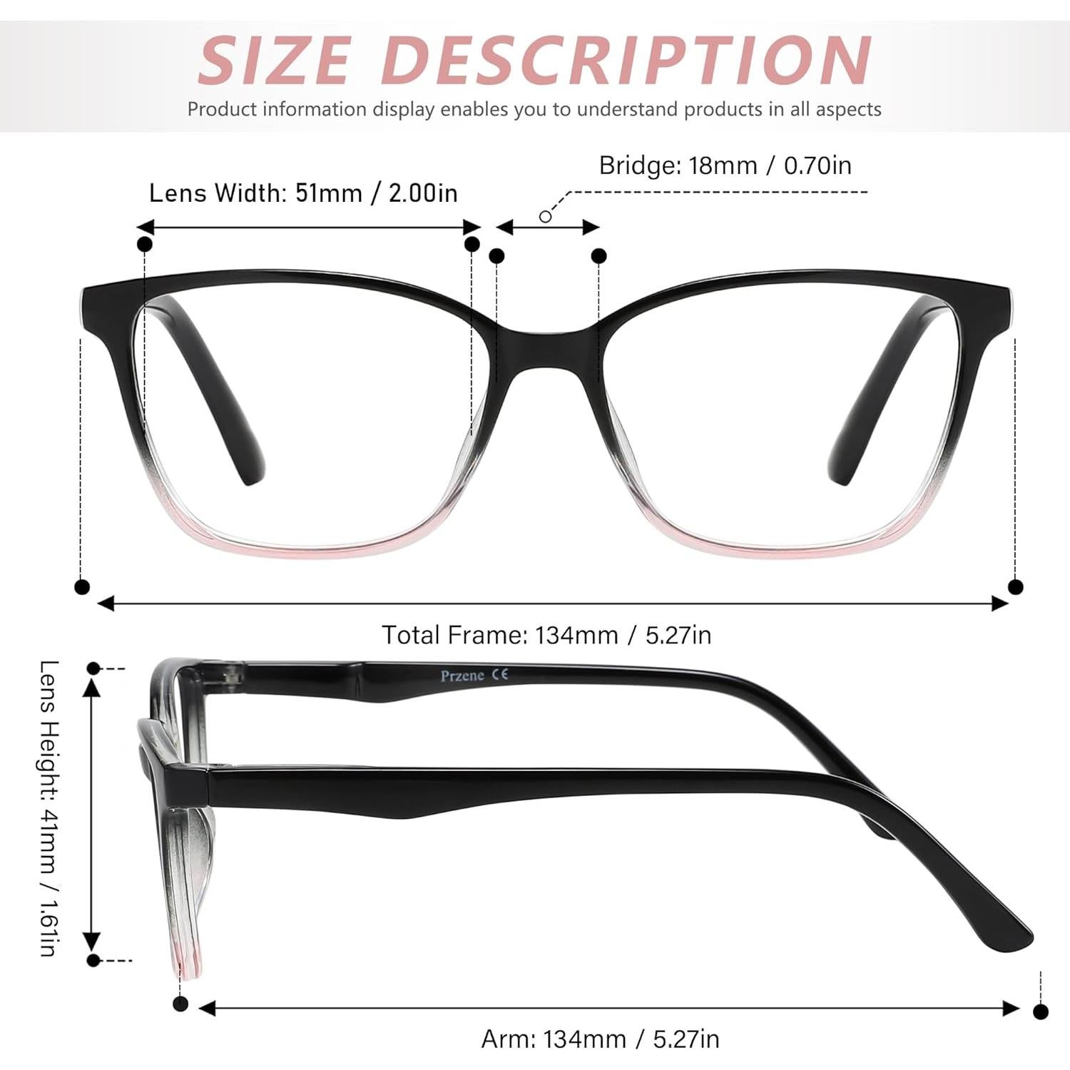 Gafas de Lectura Przene 4 Paquetes Anti Luz Azul 2.0x