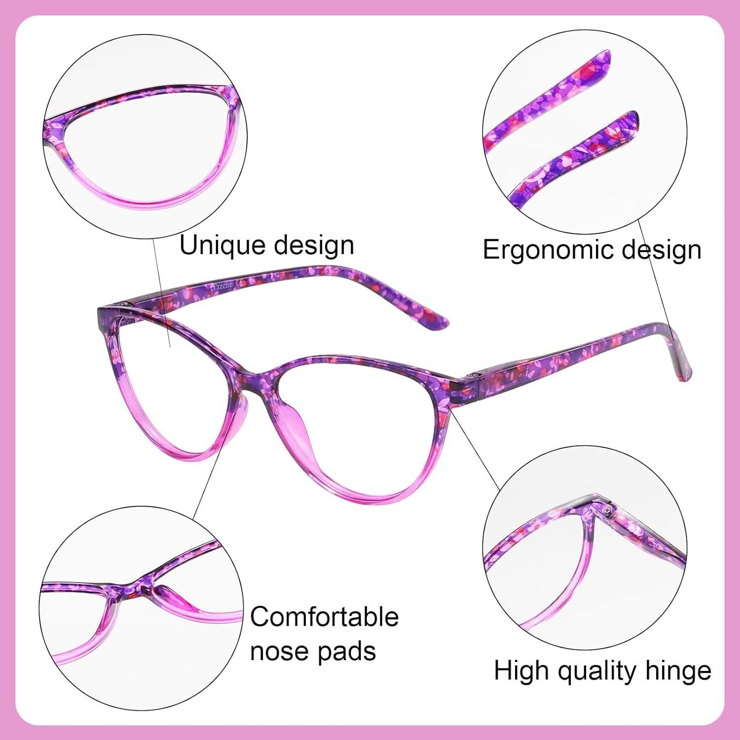 Gafas de Lectura Przene 4 Paquetes Anti Luz Azul 1.25x