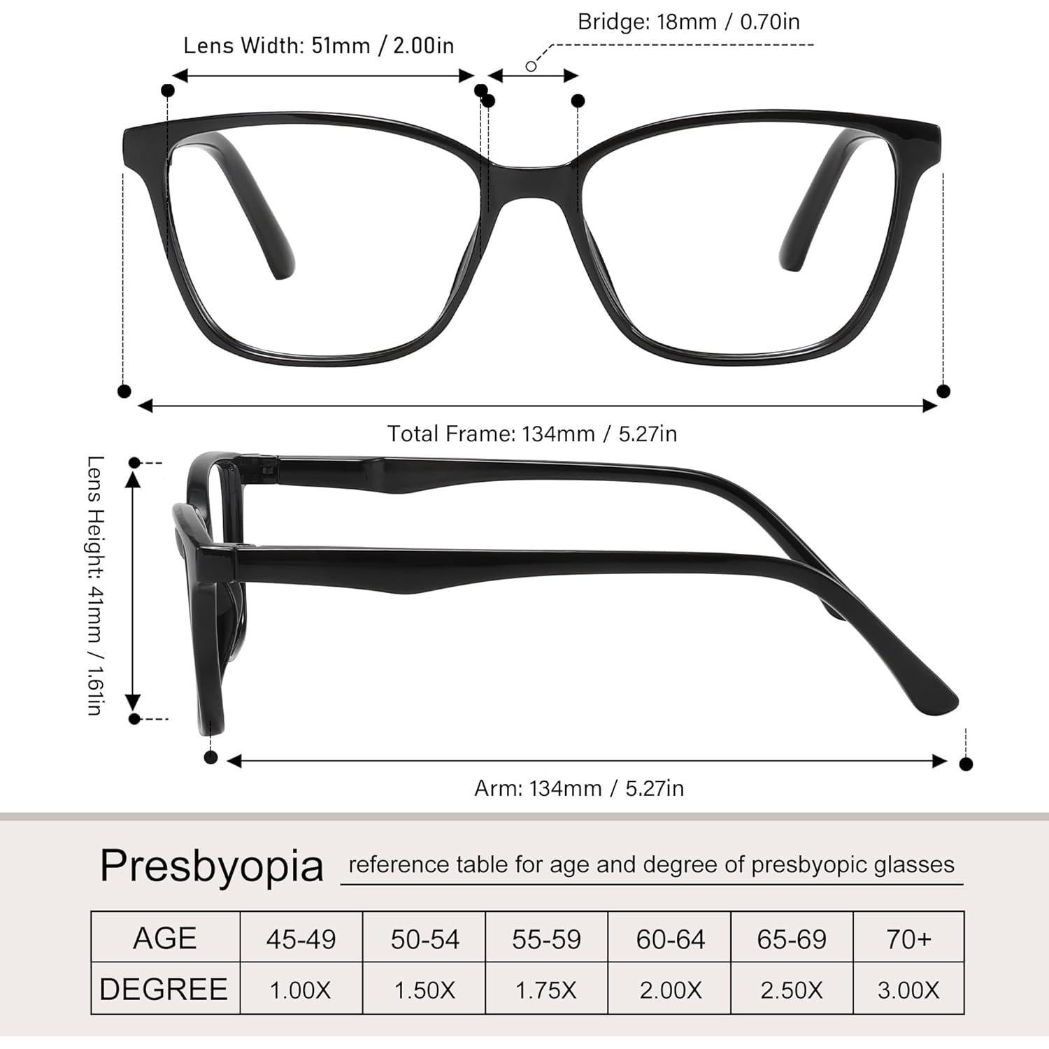 Gafas de Lectura Przene 4 Paquetes Anti Luz Azul 2.0x