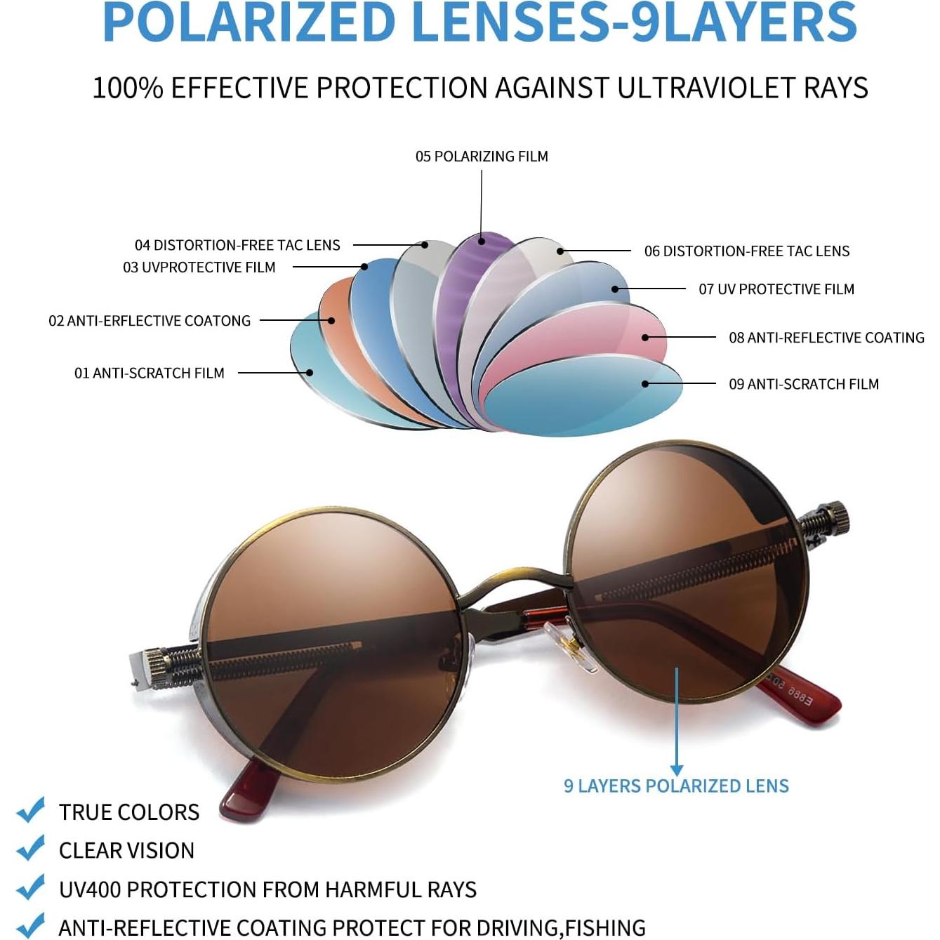 Gafas de sol Glclrs Crowley steampunk polarizadas UV