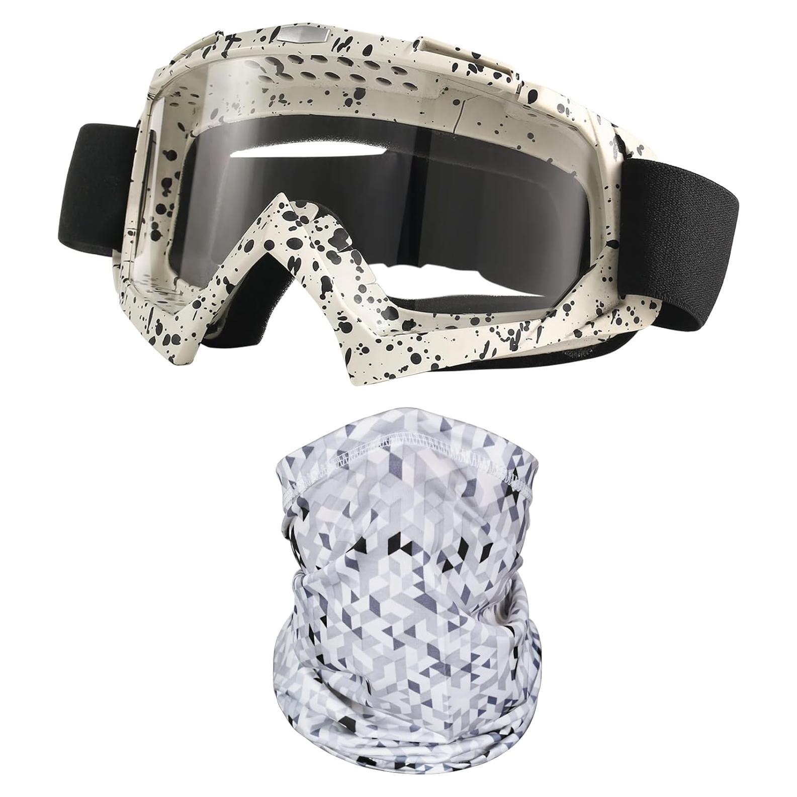 Gafas de Motocicleta LJDJ con Balaclava UV y Lente Clara