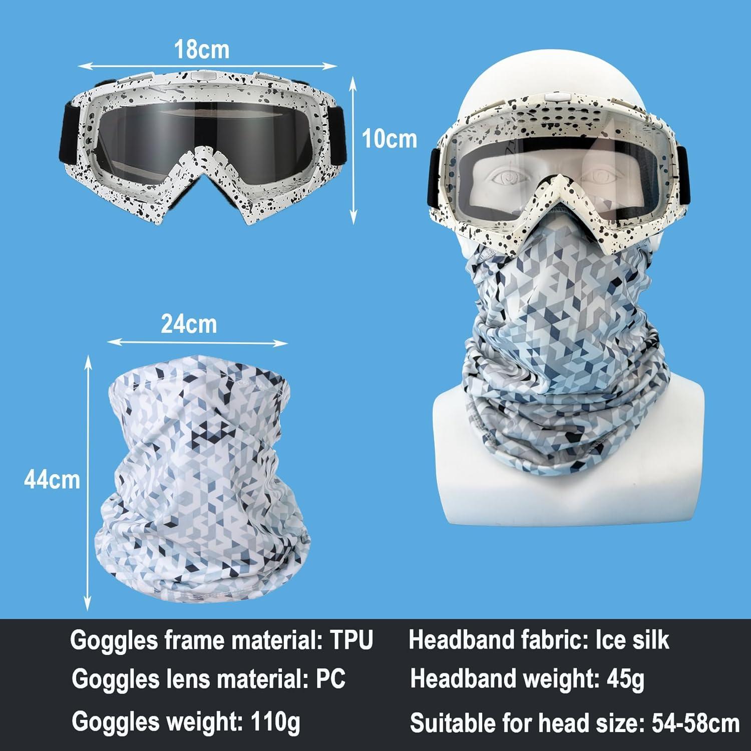 Gafas de Motocicleta LJDJ con Balaclava UV y Lente Clara